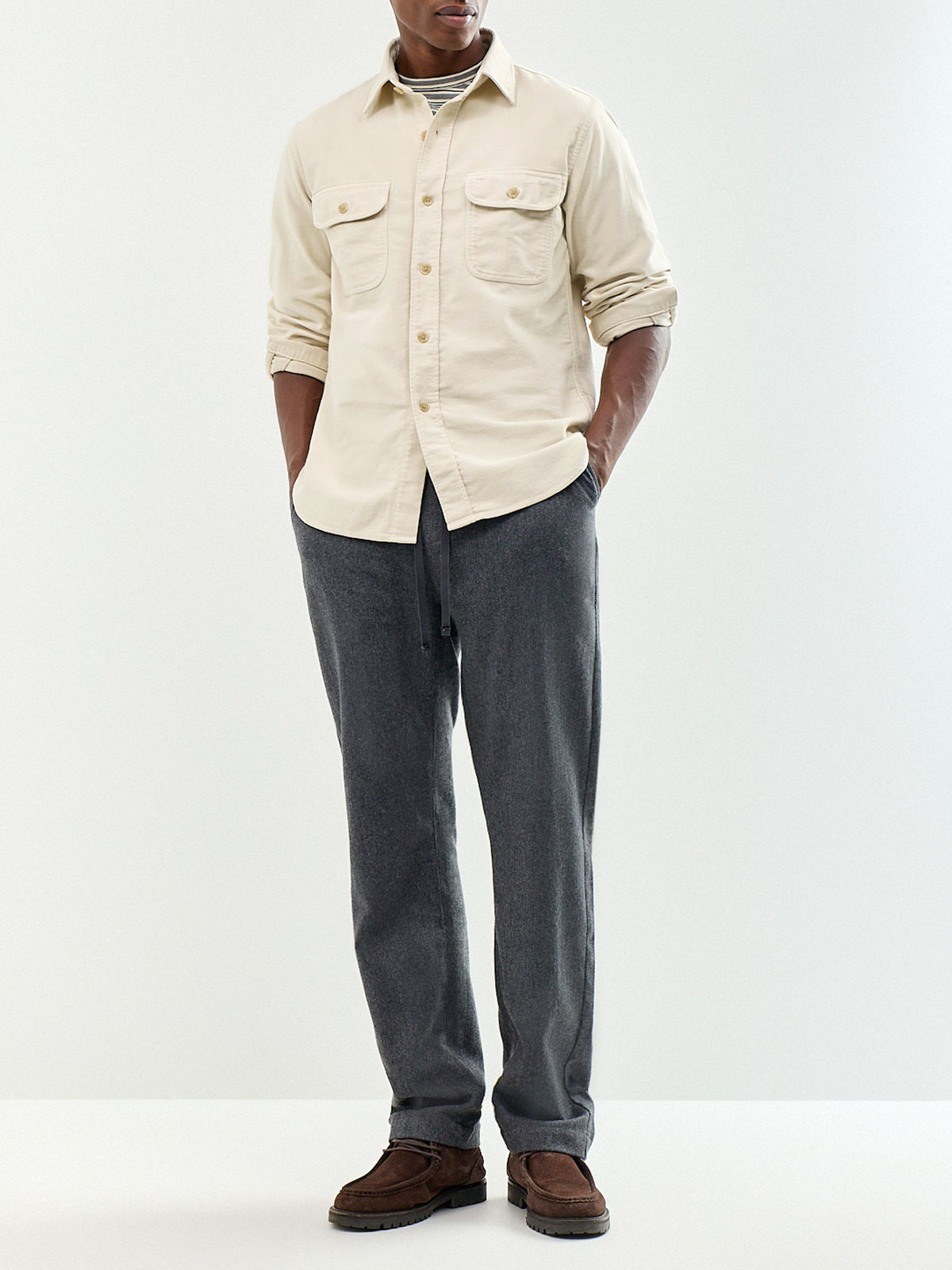 Men's Washable Wool Blend Joggy Drawstring Trousers