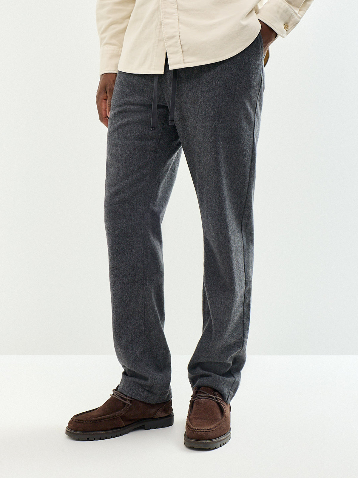 Men's Washable Wool Blend Joggy Drawstring Trousers