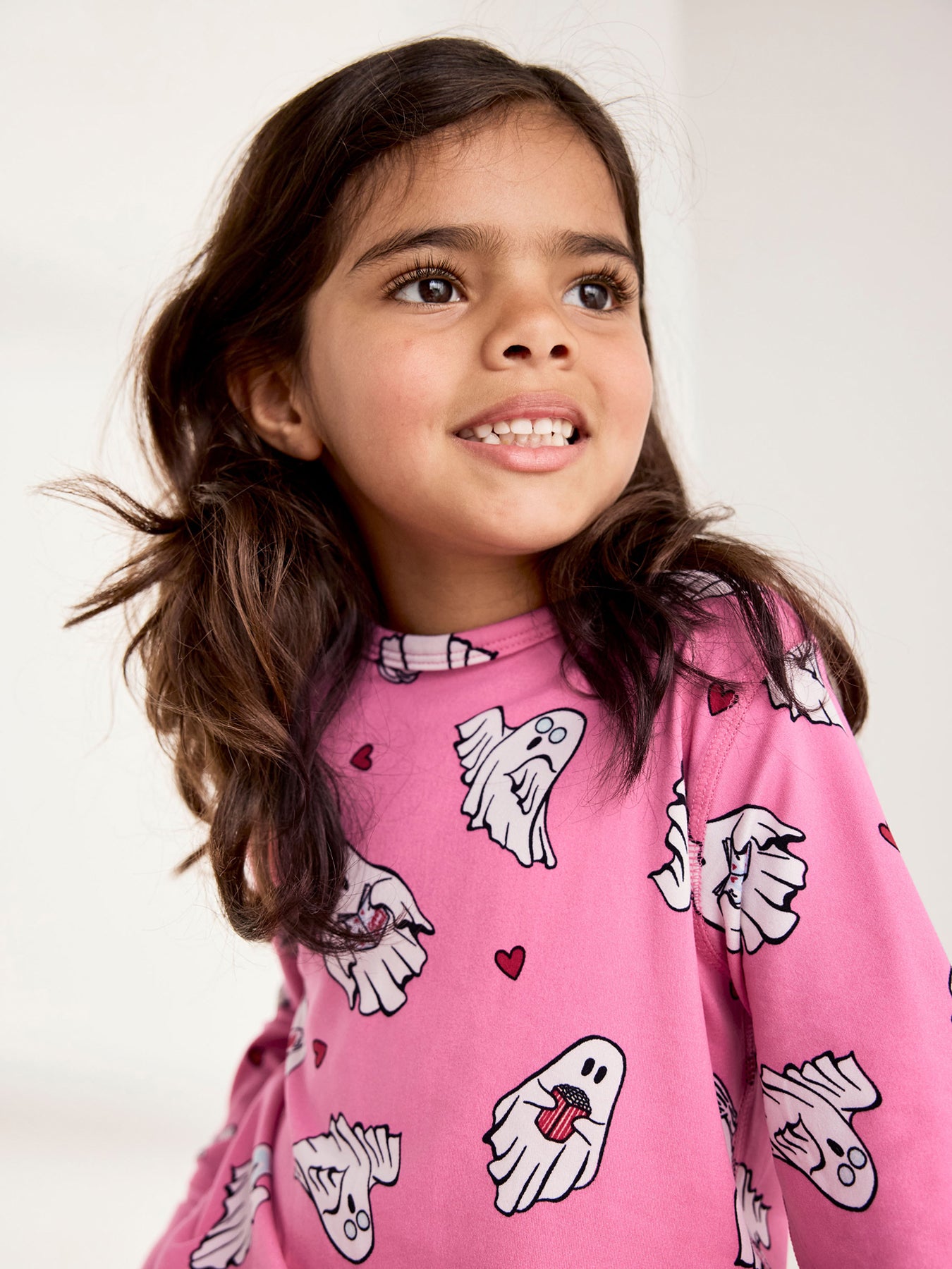 Kids Sleepover Ghost Long Pyjama Set Pink