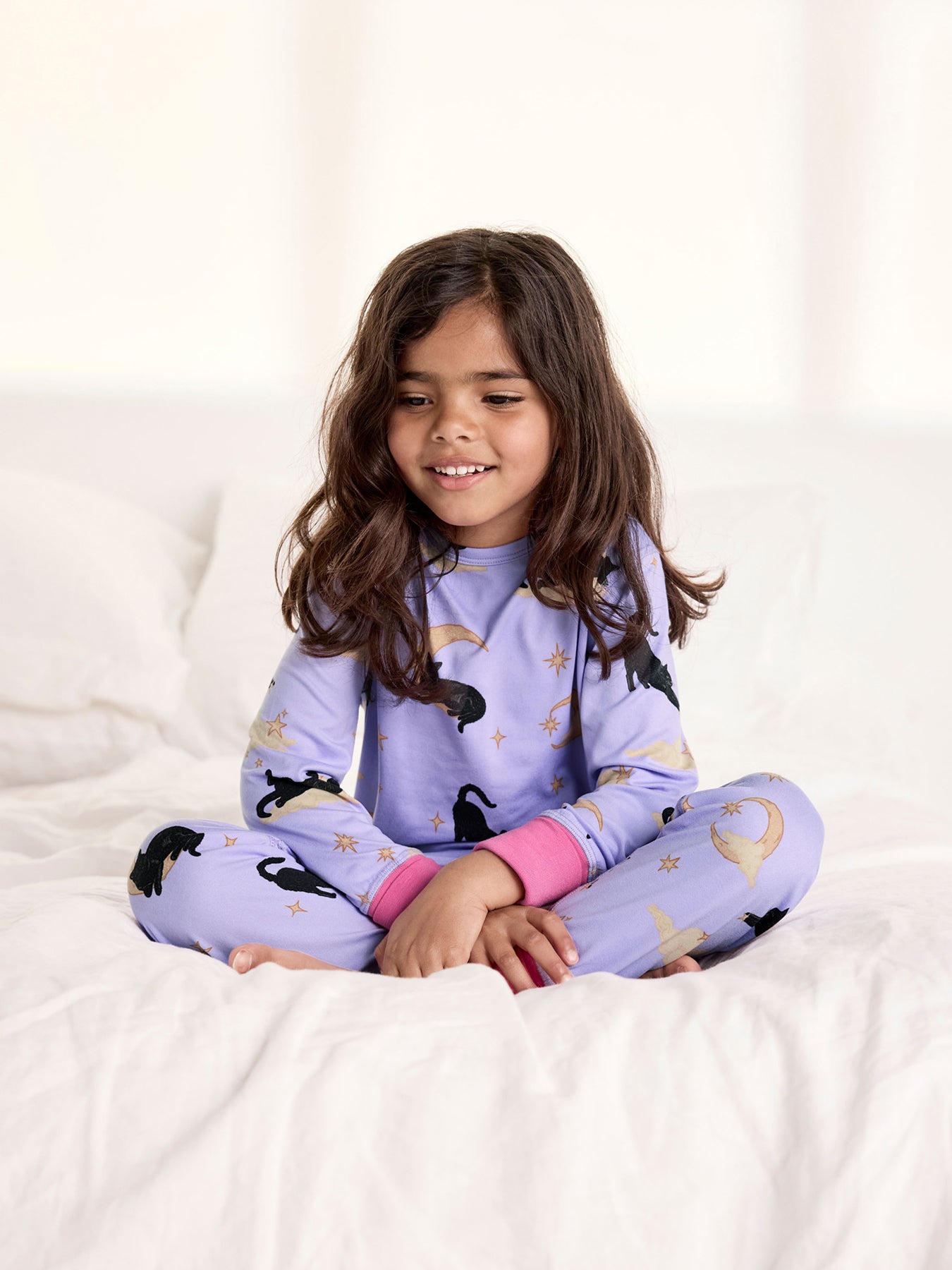 Kids Cats on Clouds Long Pyjama Set Lilac