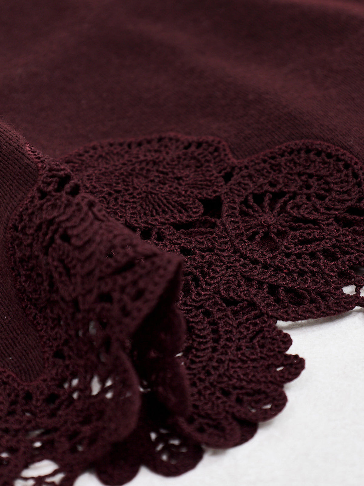 Valiant Merino Lace Wool Midi Skirt Mahogany