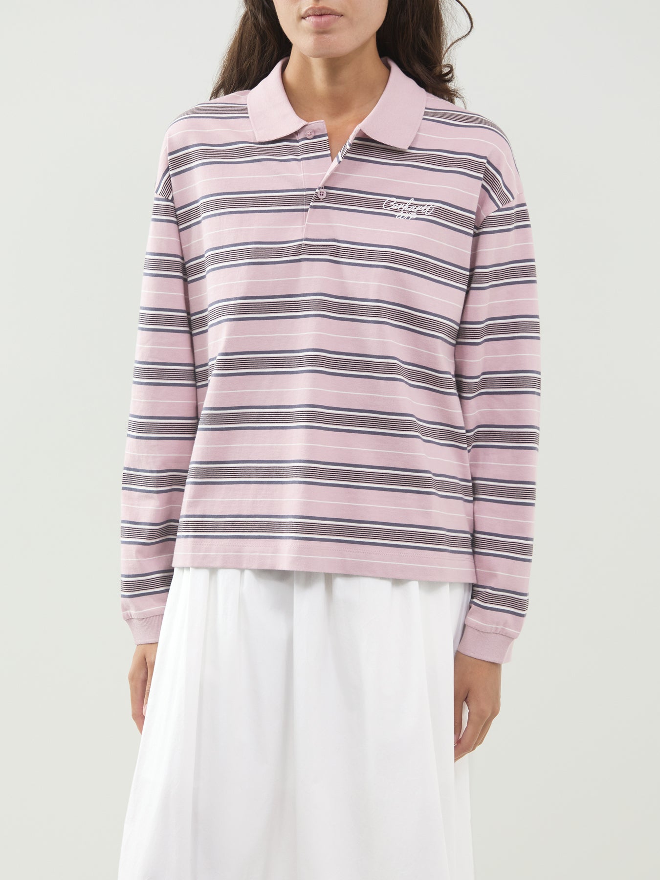 Bronson Stripe Cotton Long Sleeve Polo Shirt