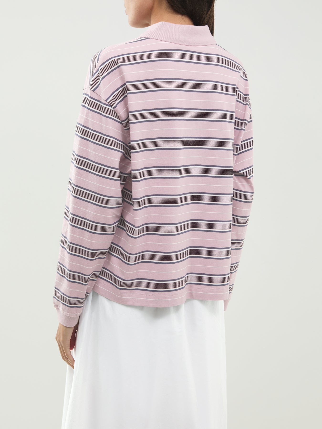 Bronson Stripe Cotton Long Sleeve Polo Shirt