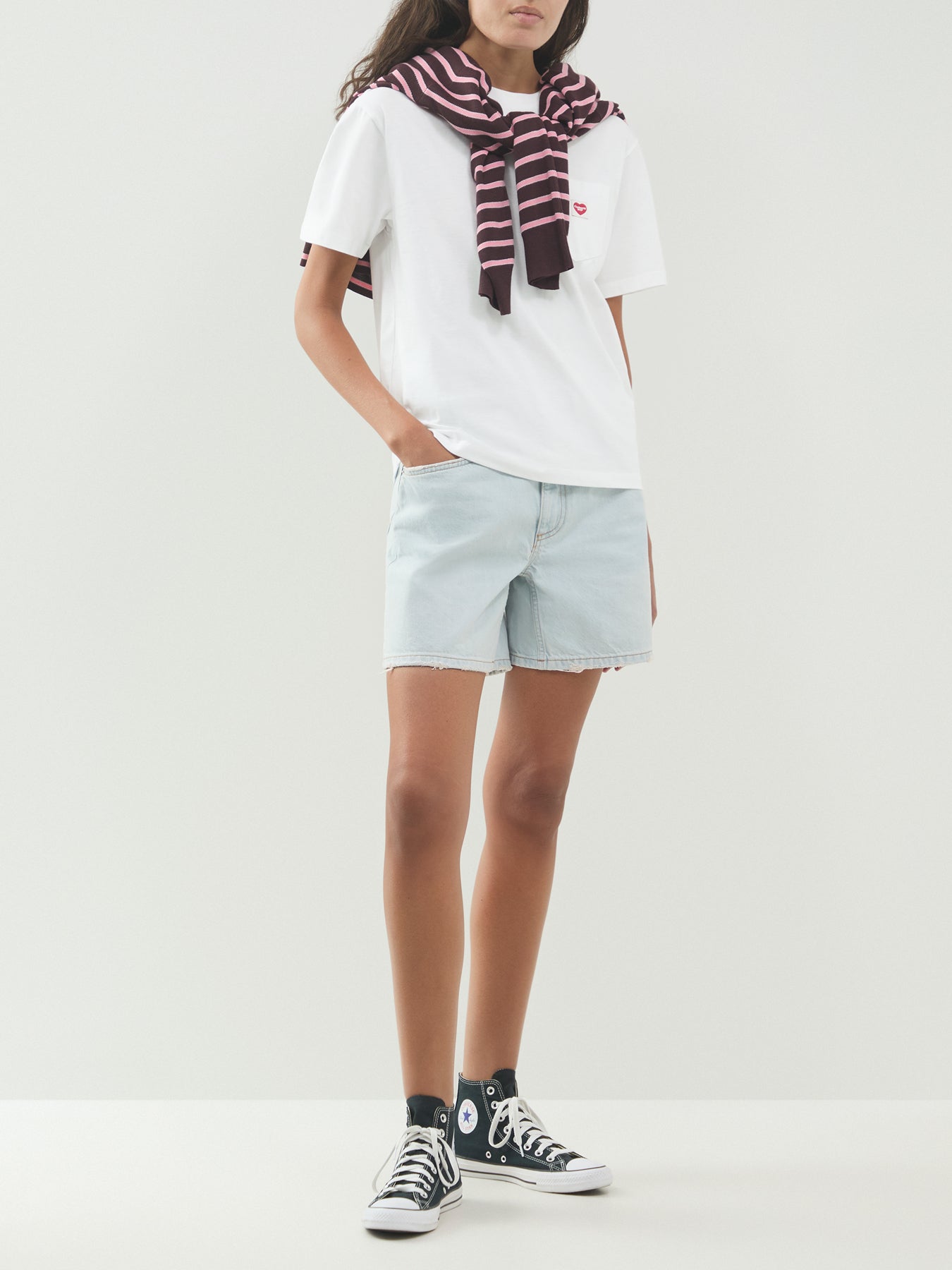 Short Sleeve Pocket Small Heart T-Shirt