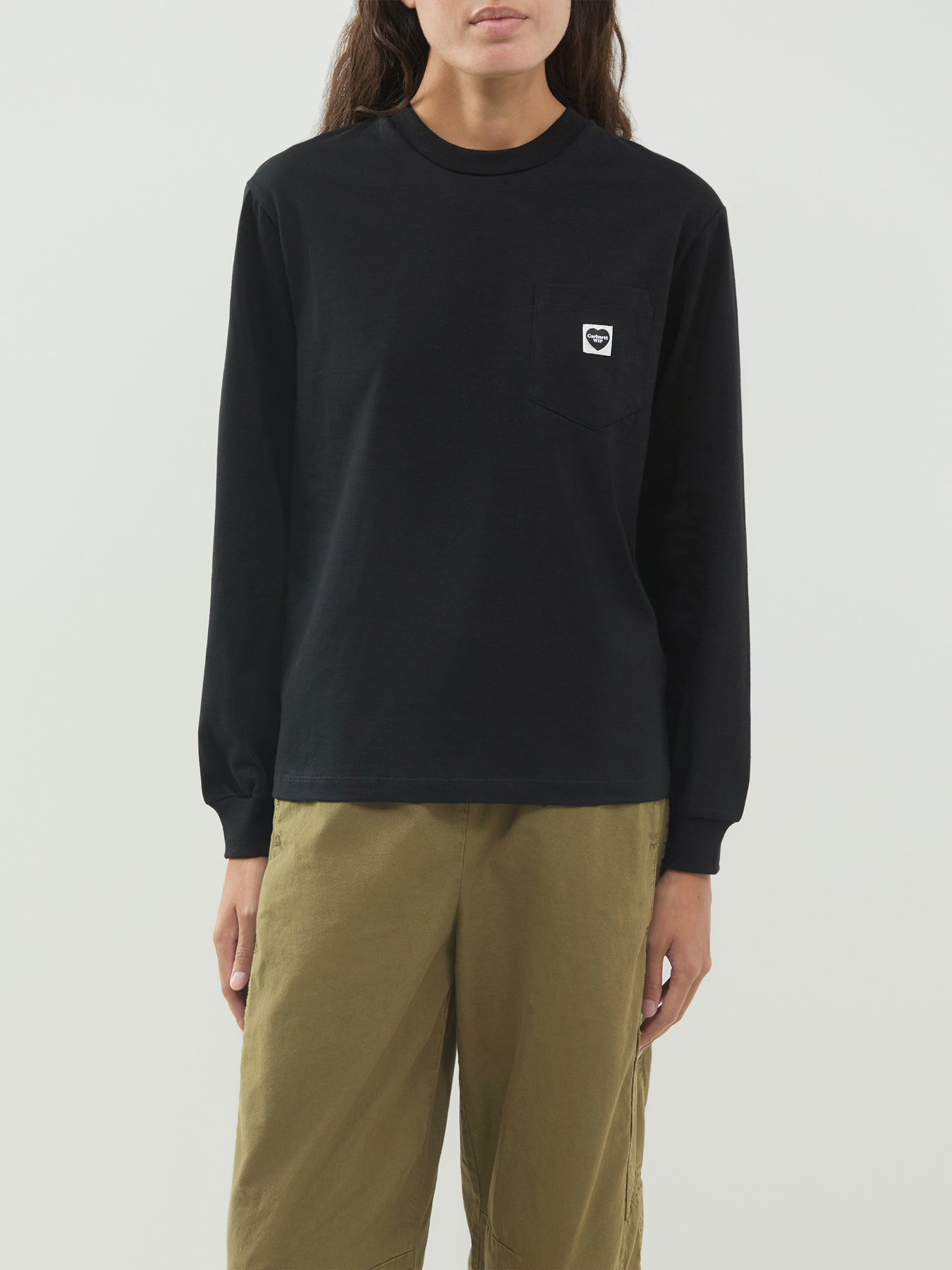 Long Sleeve Pocket Small Heart T-Shirt