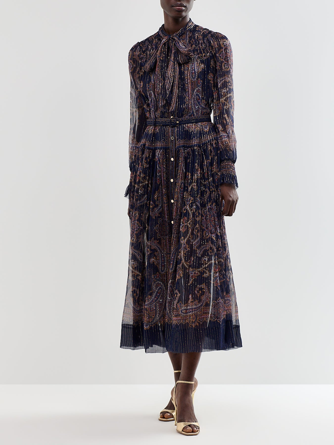 Silk Blend Printed Georgette Midi Dress