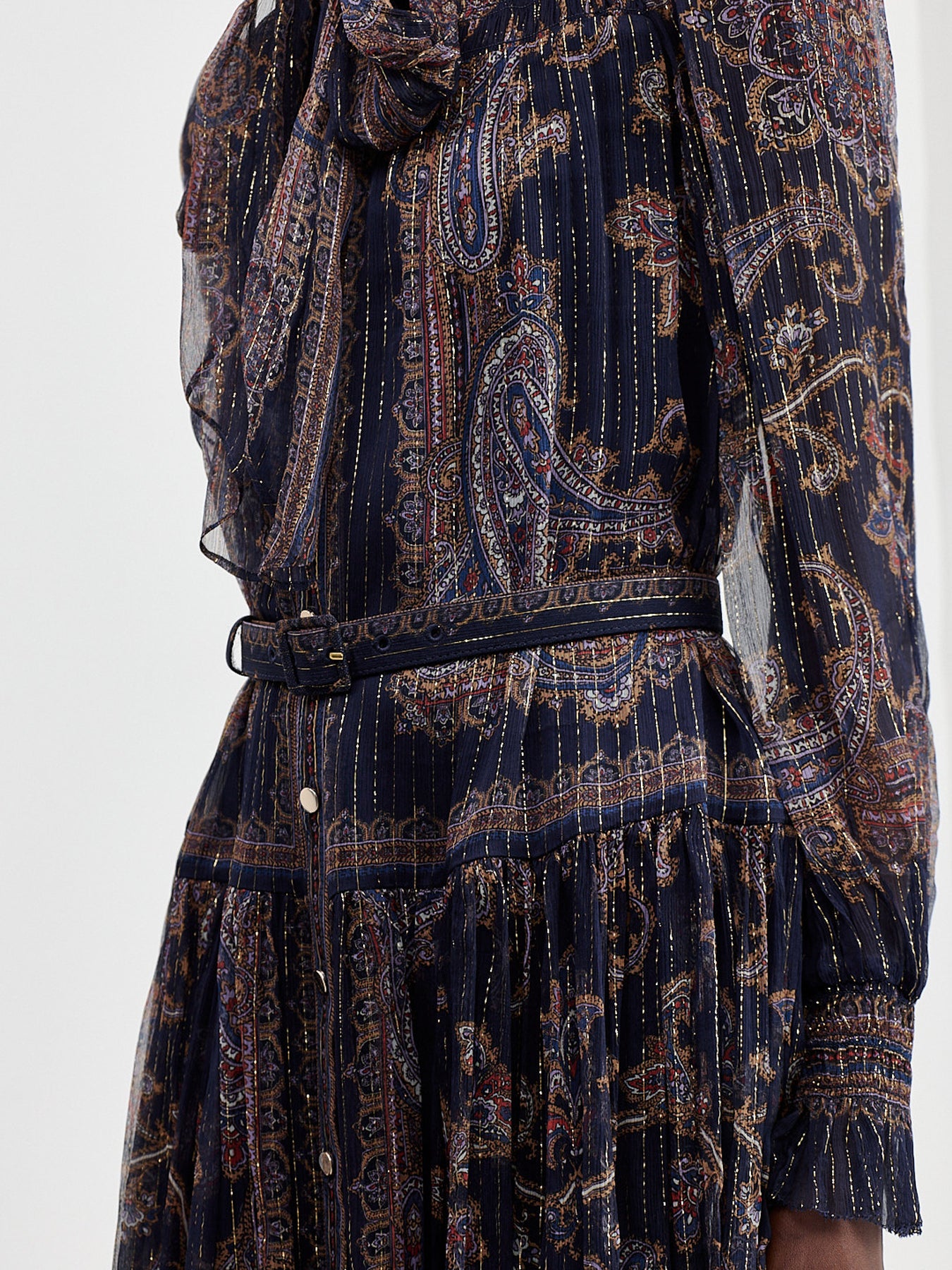 Silk Blend Printed Georgette Midi Dress