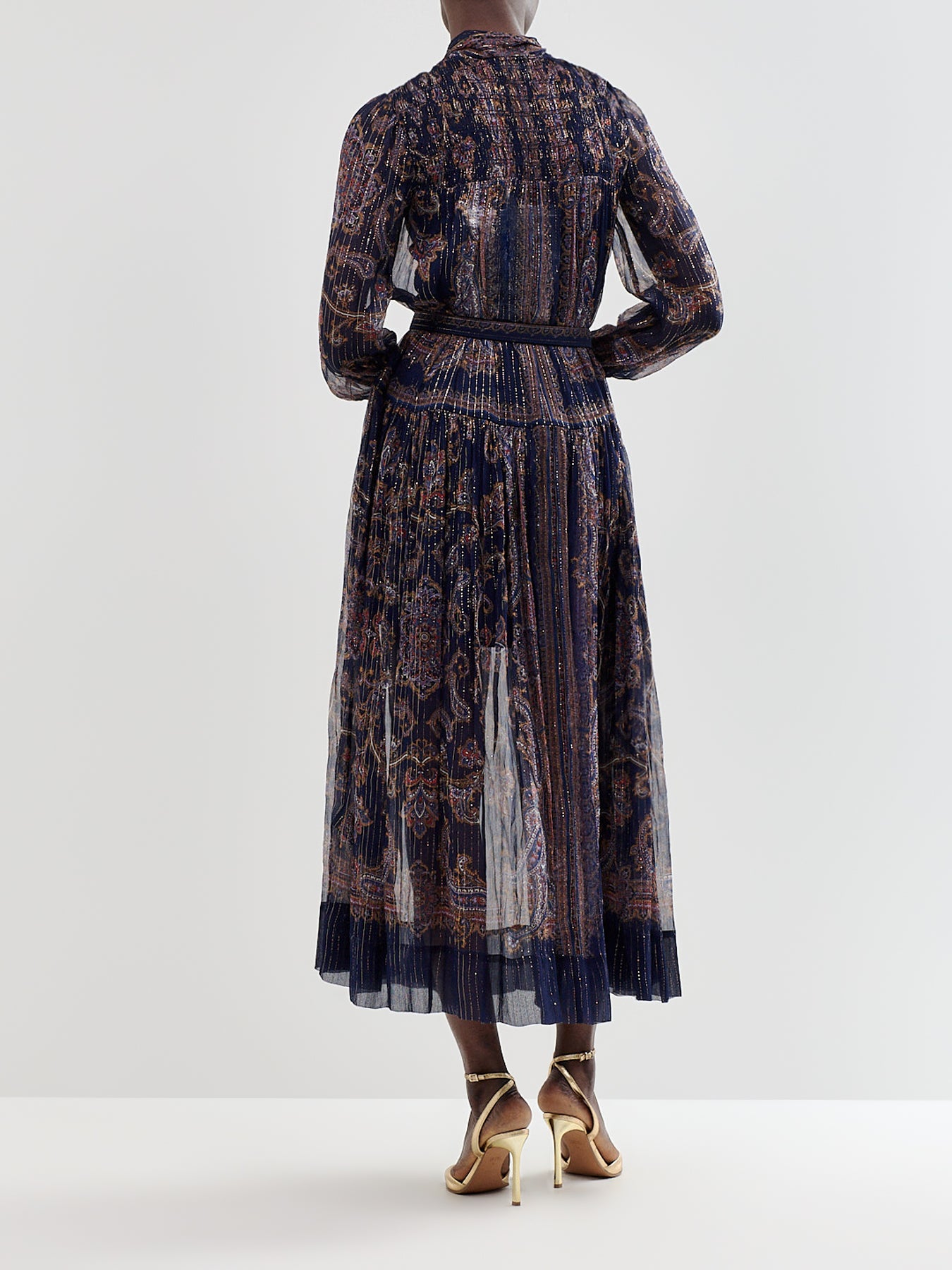 Silk Blend Printed Georgette Midi Dress