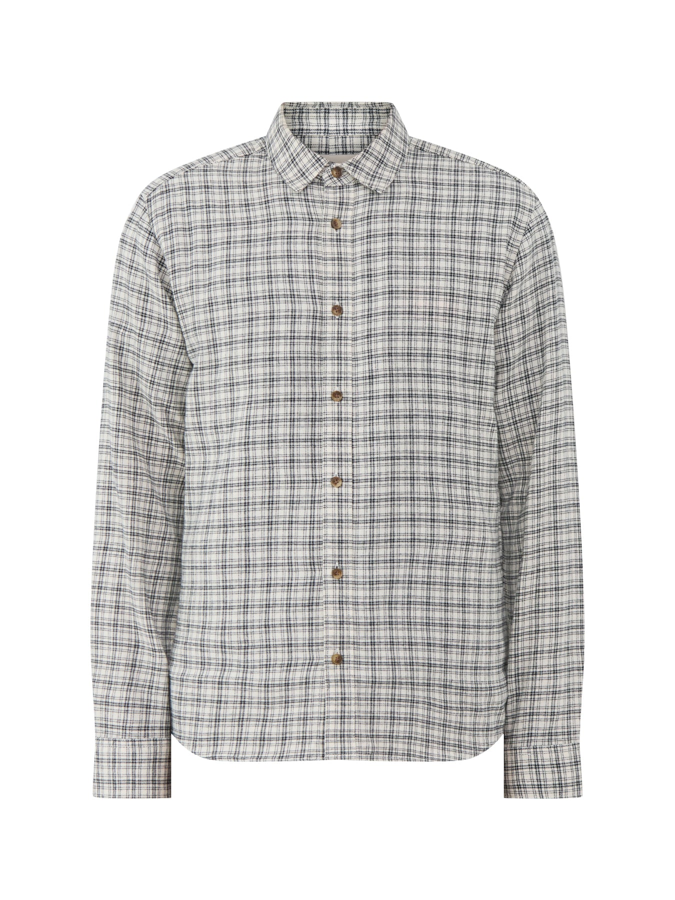 Organic Cotton Gudmund Checked Long-Sleeved Shirt - Egret & Jet Black