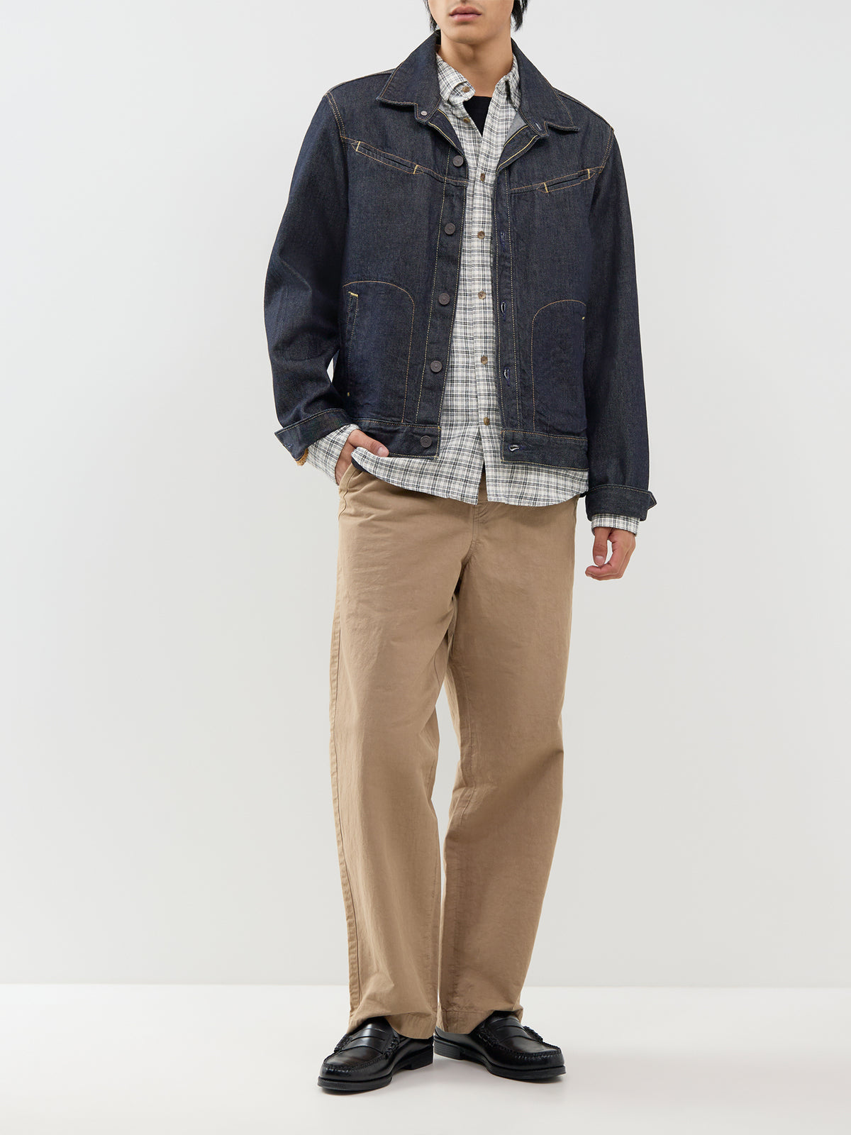 Organic Cotton Gudmund Checked Long-Sleeved Shirt - Egret & Jet Black