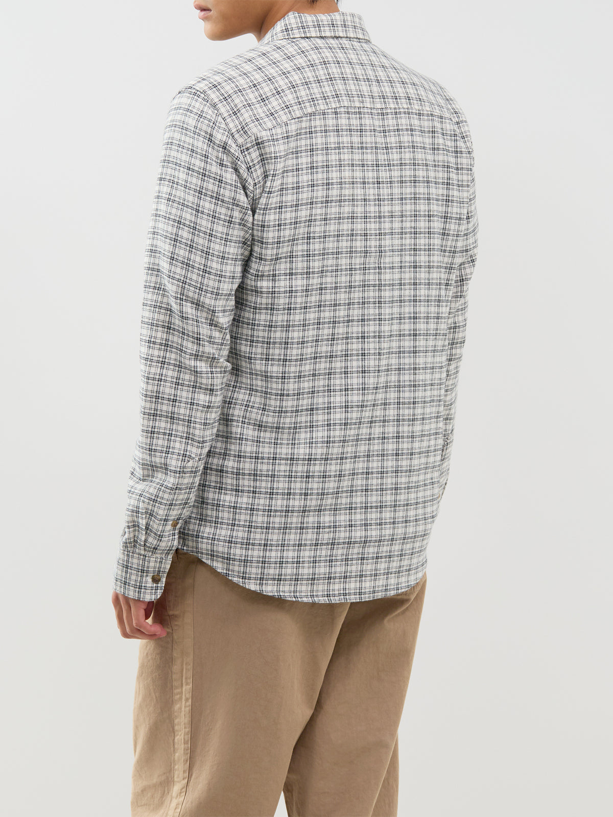 Organic Cotton Gudmund Checked Long-Sleeved Shirt - Egret & Jet Black