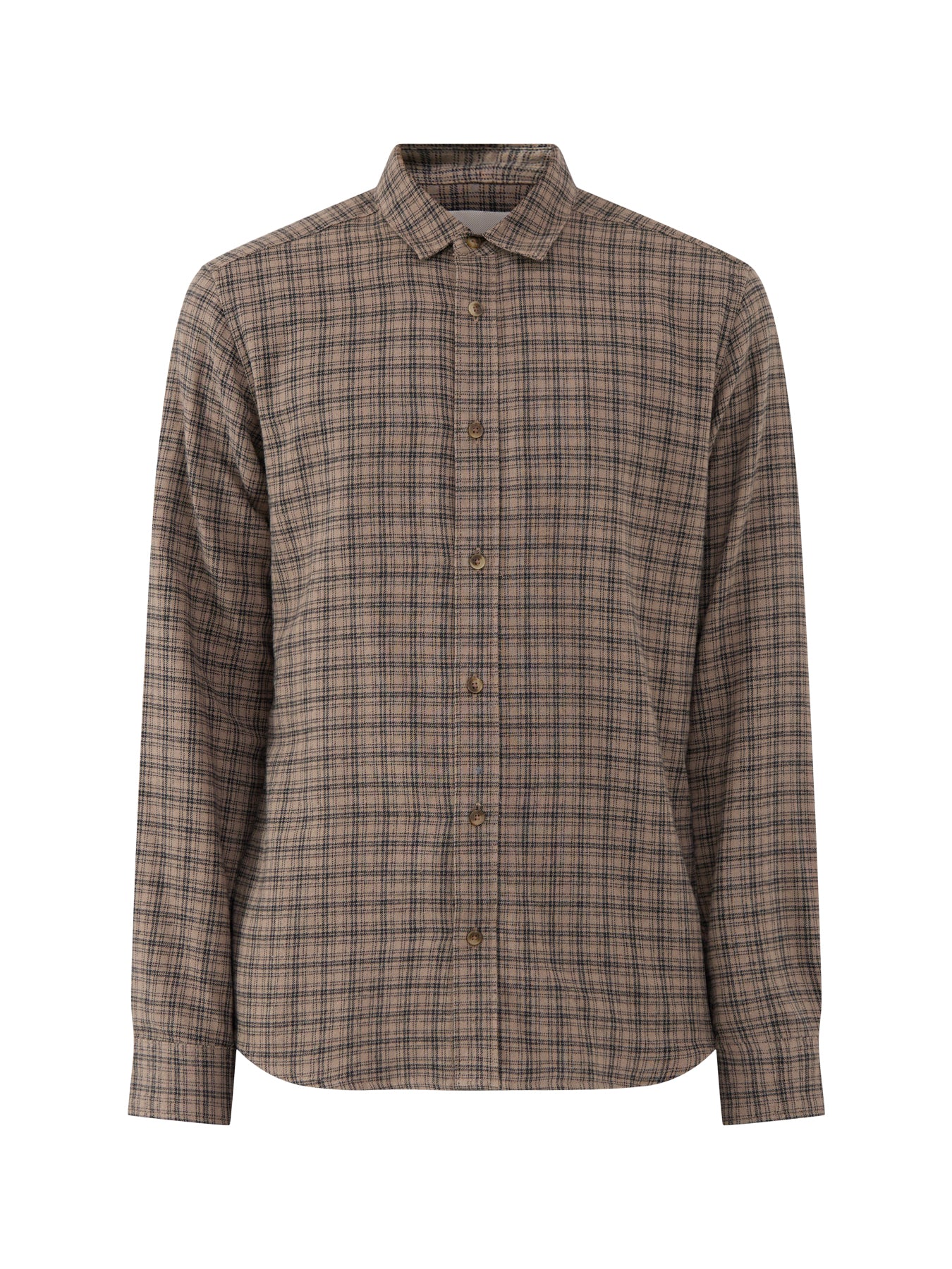 Organic Cotton Gudmund Checked Long-Sleeved Shirt - Walnut & Jet Black
