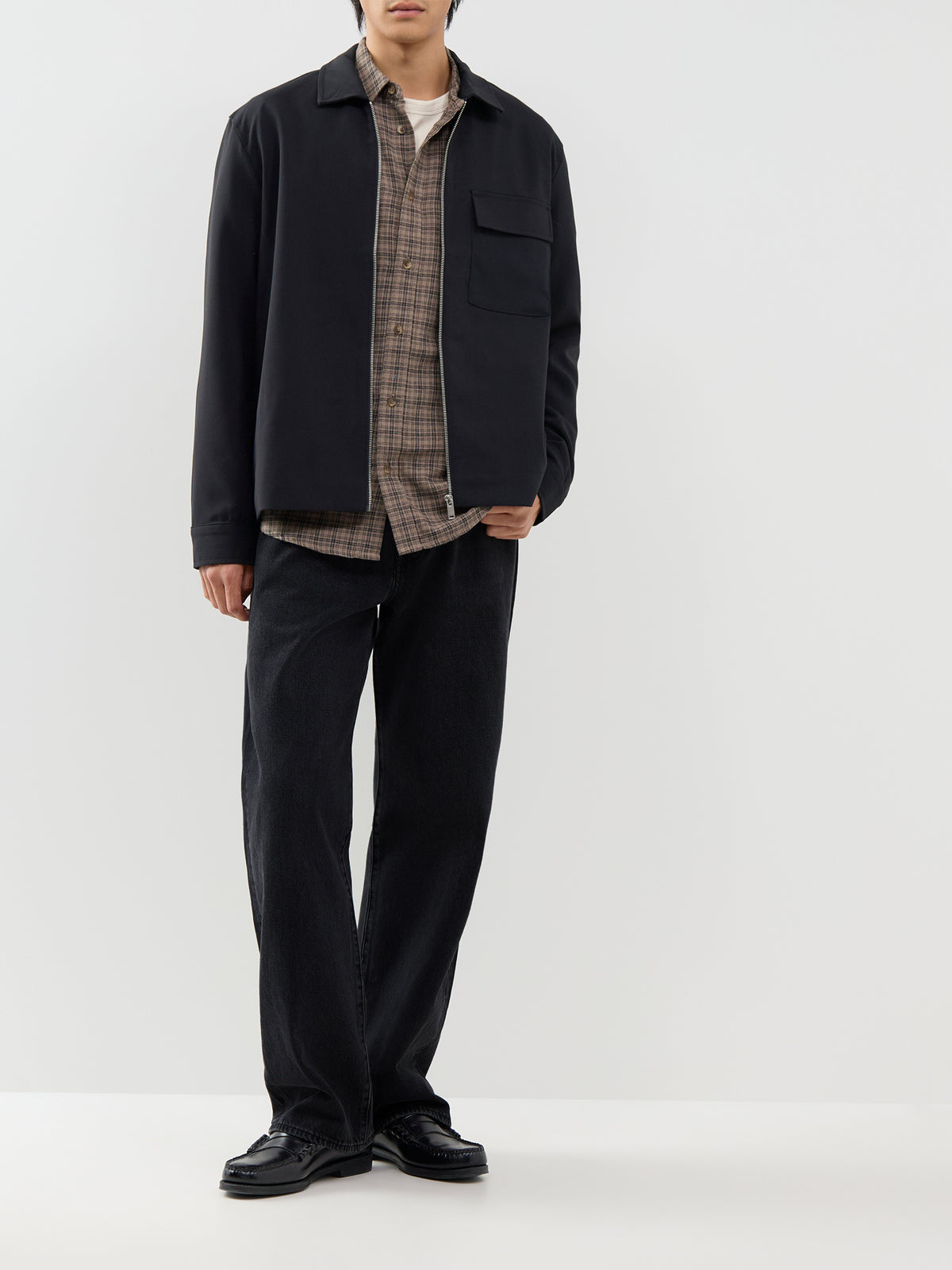 Organic Cotton Gudmund Checked Long-Sleeved Shirt - Walnut & Jet Black