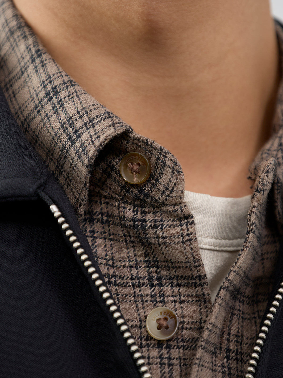 Organic Cotton Gudmund Checked Long-Sleeved Shirt - Walnut & Jet Black