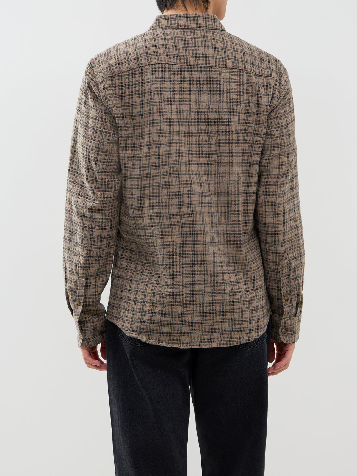 Organic Cotton Gudmund Checked Long-Sleeved Shirt - Walnut & Jet Black