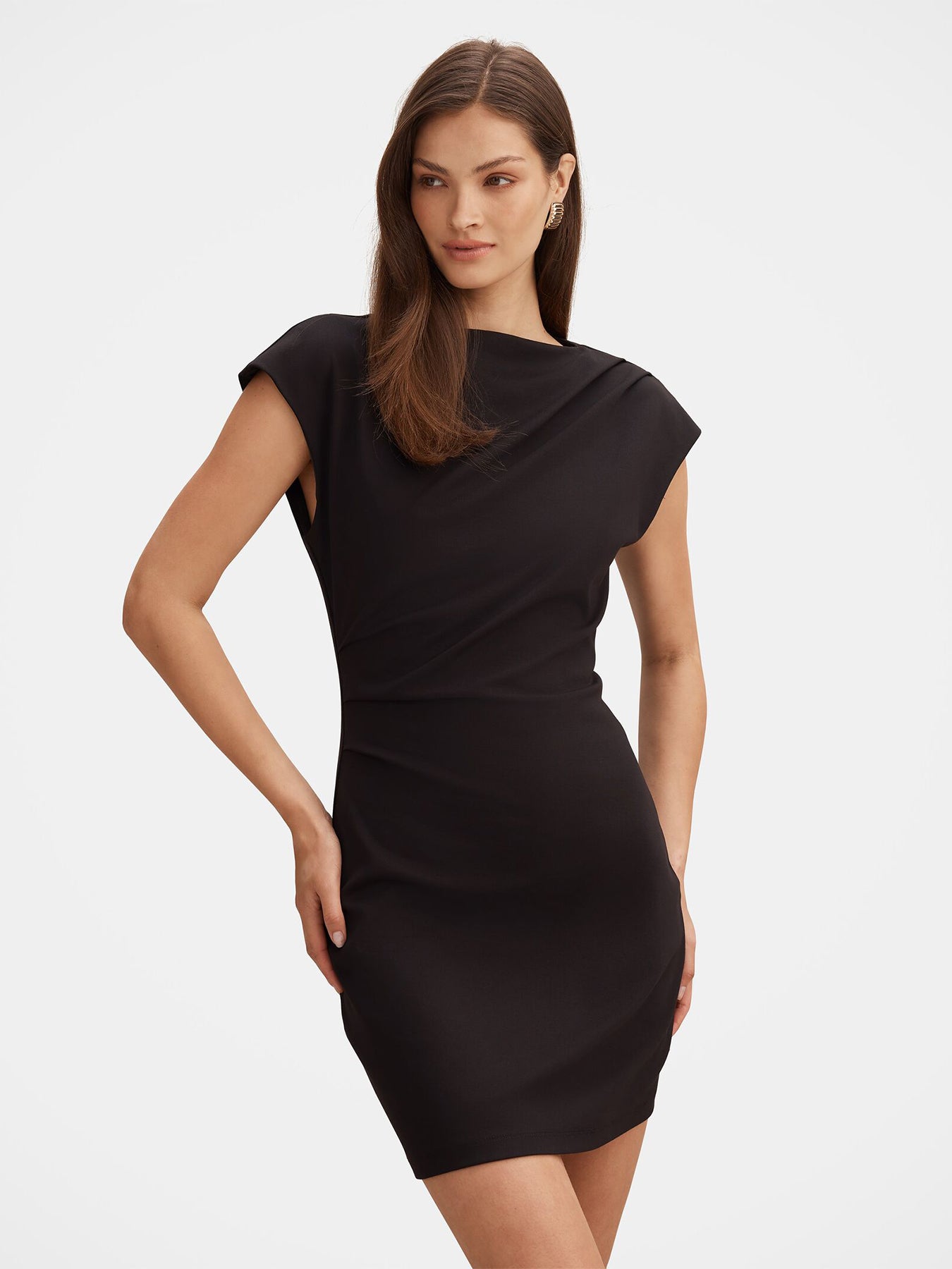 Carly Sleeveless Tuck Mini Dress Black