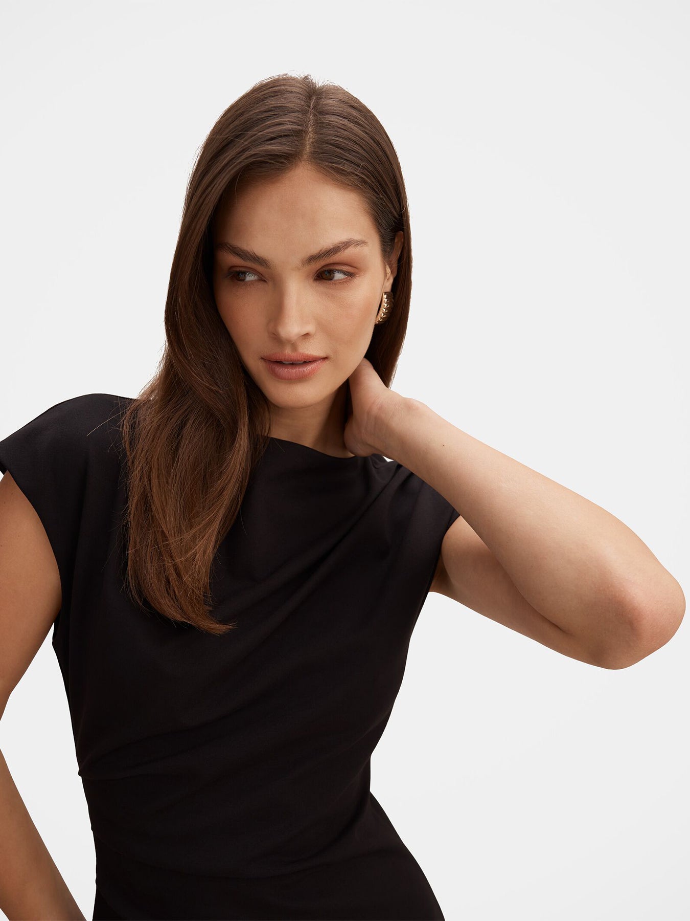 Carly Sleeveless Tuck Mini Dress Black
