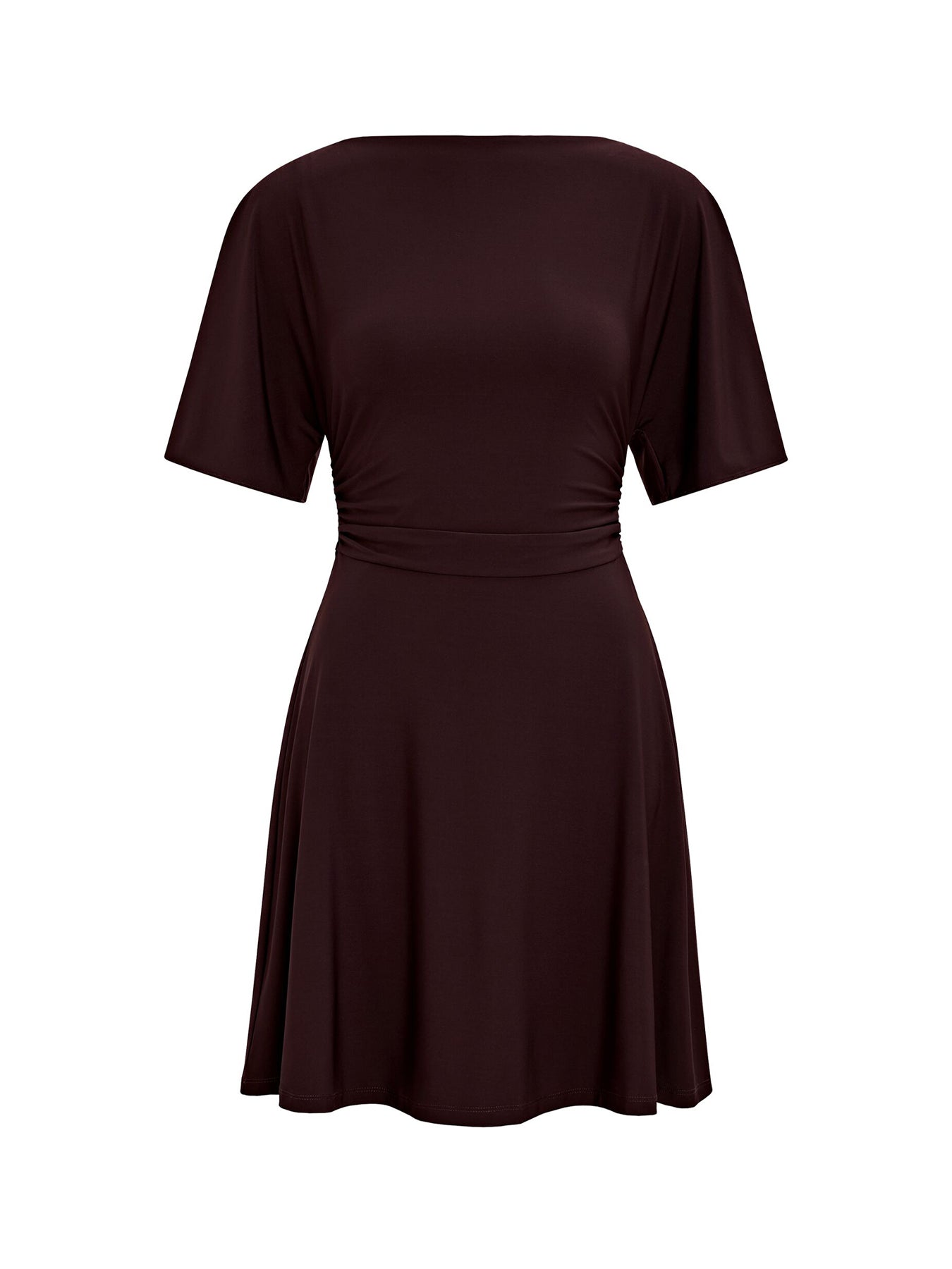 Cora Flutter Sleeve Tie Mini Dress Brown