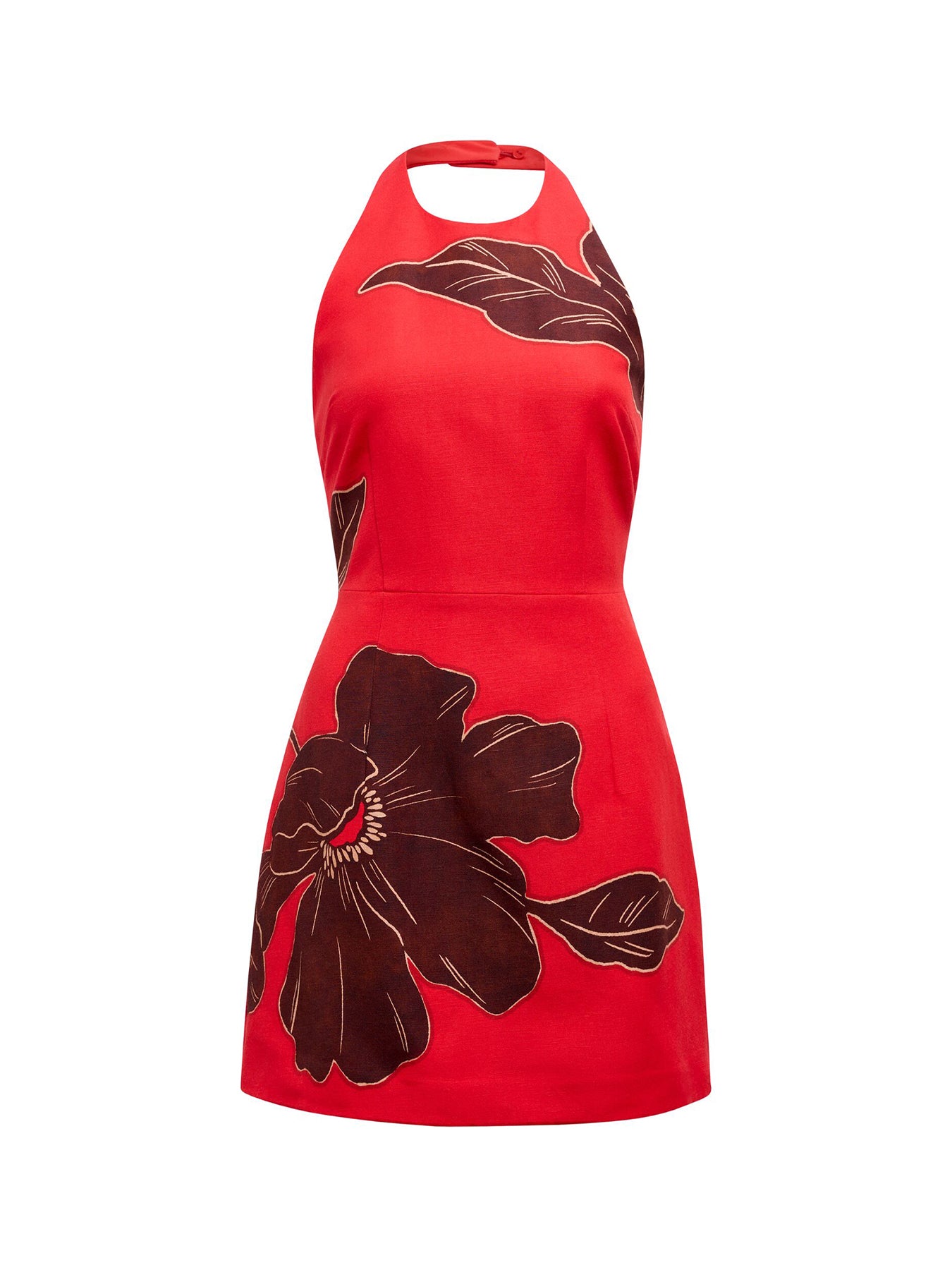 Corinna Printed Linen Mini Dress Red