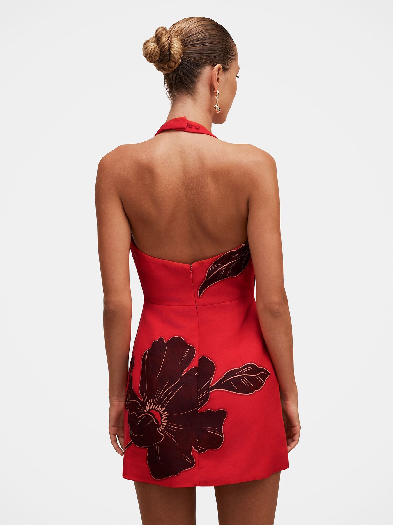 Corinna Printed Linen Mini Dress Red