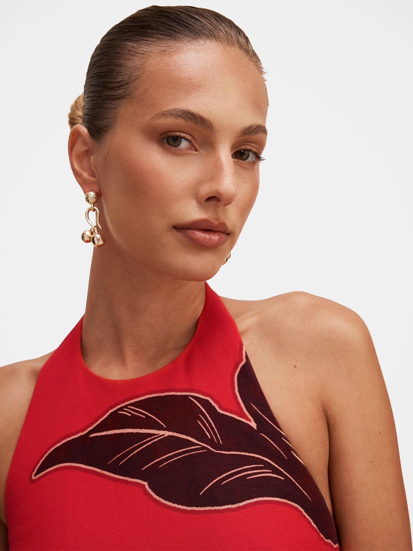 Corinna Printed Linen Mini Dress Red