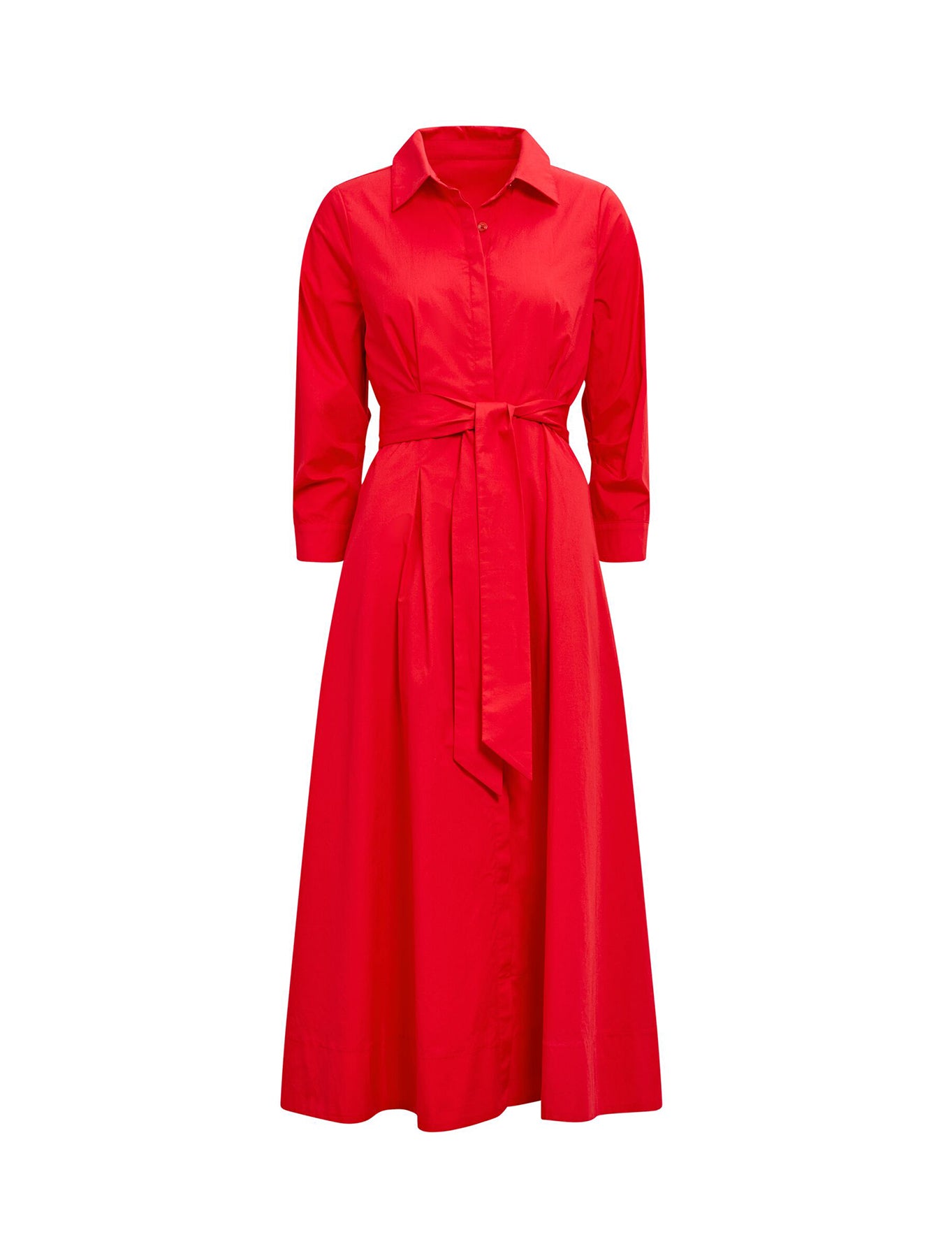 Sally Cotton Shirt Midi Dress Red