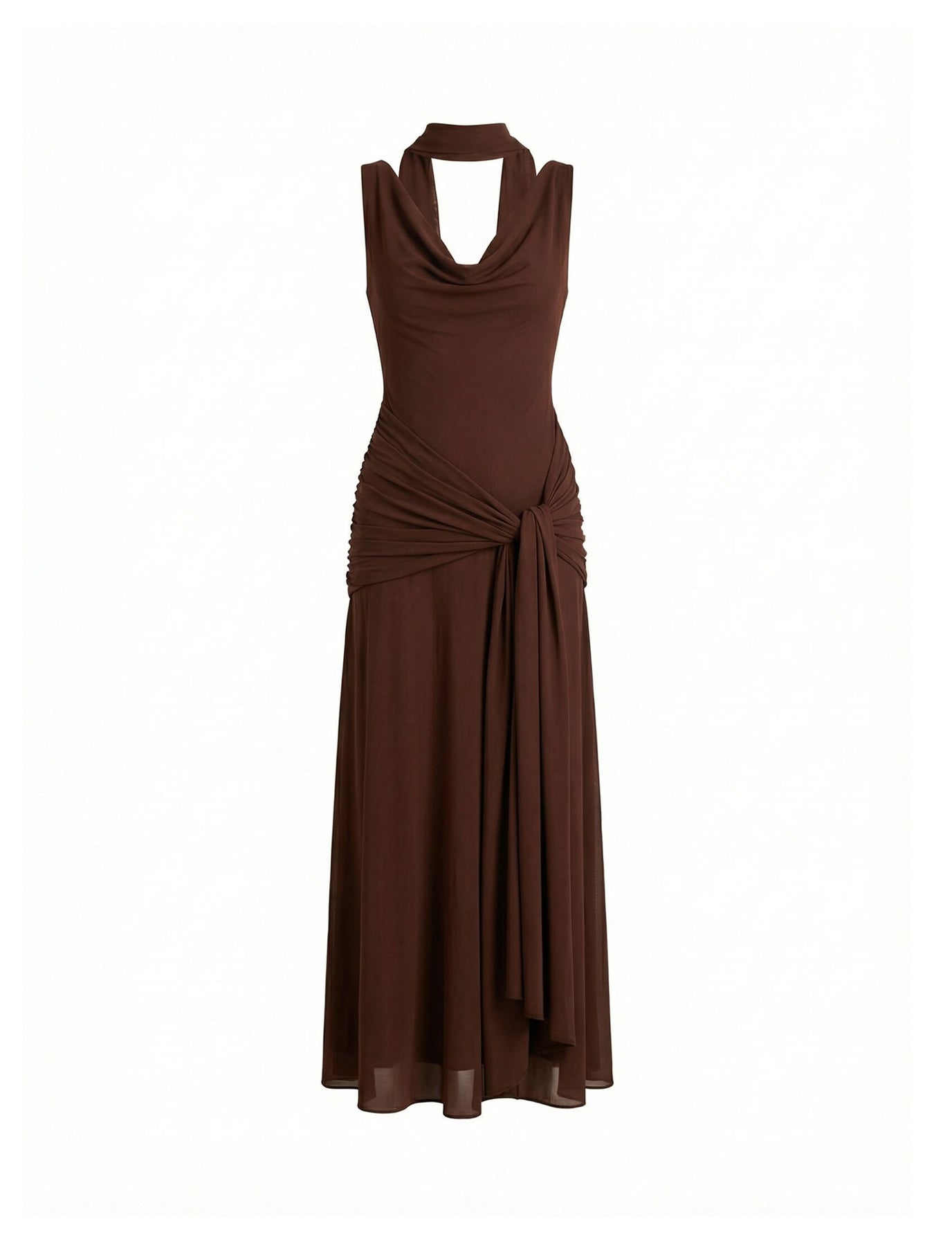Vivianne Scarf Tie Maxi Dress Brown