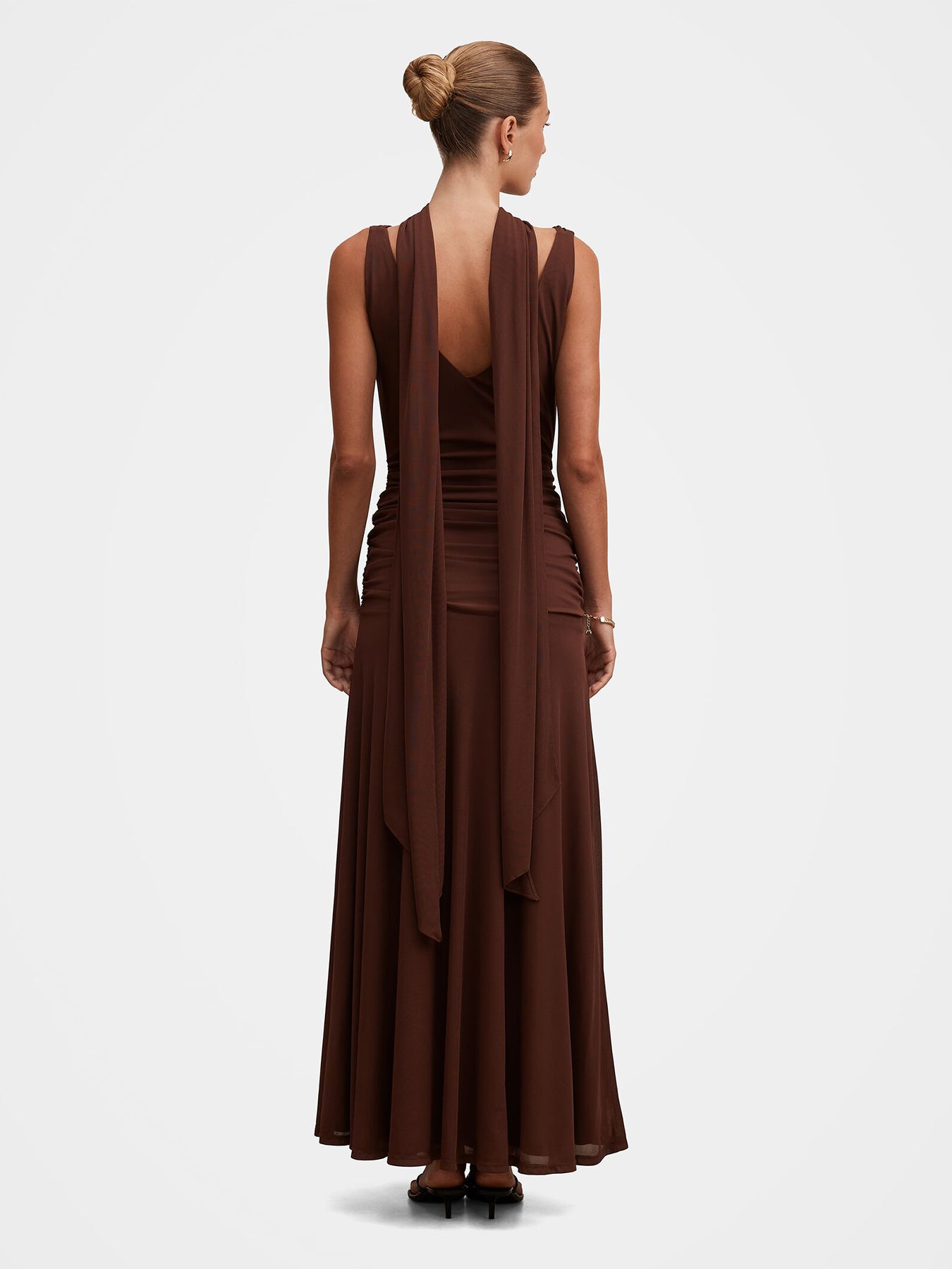 Vivianne Scarf Tie Maxi Dress Brown