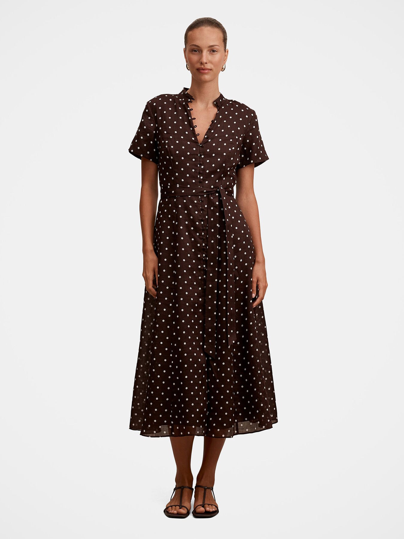 Therese Short Sleeve Midi Dress Brown