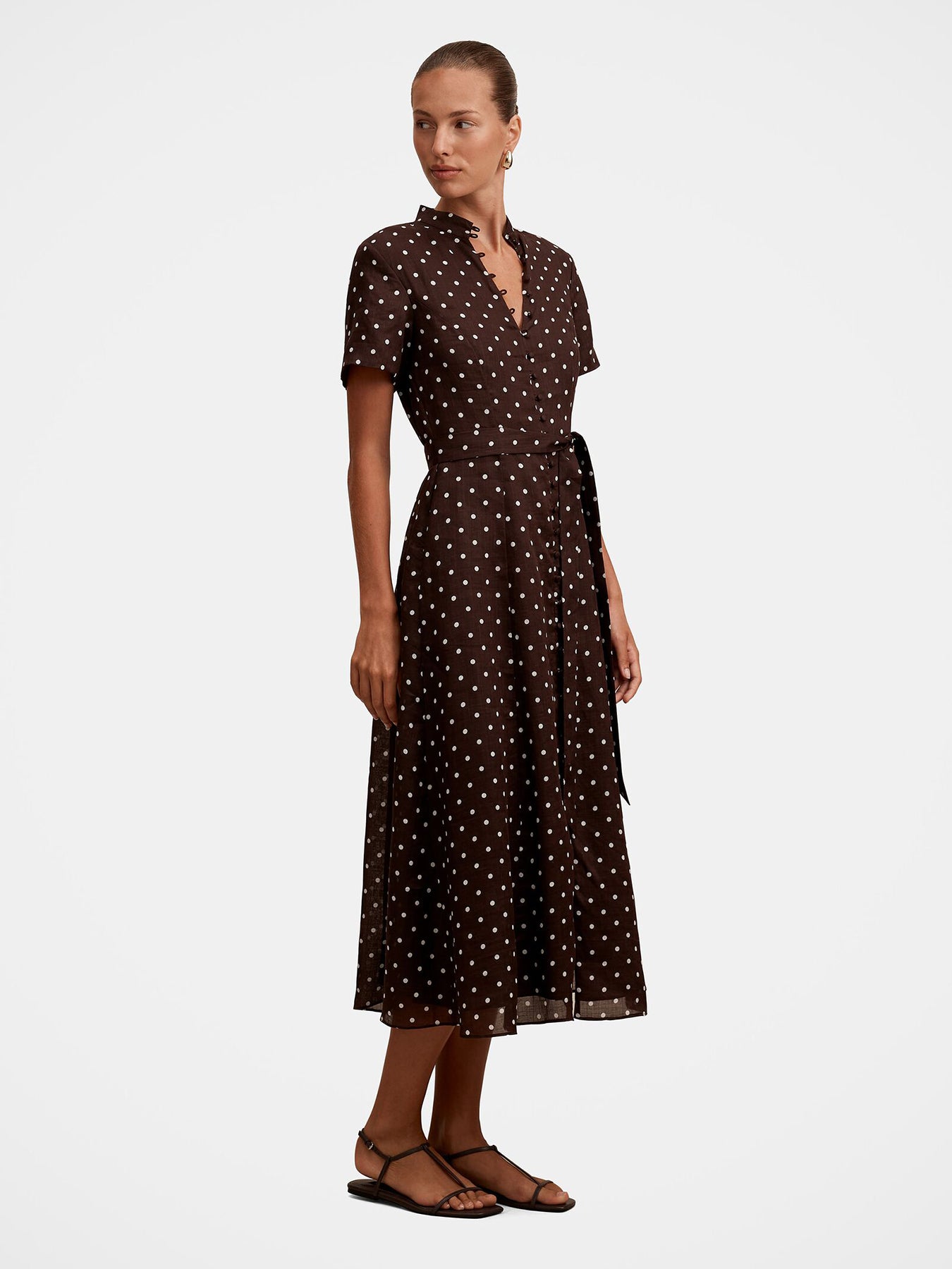Therese Short Sleeve Midi Dress Brown