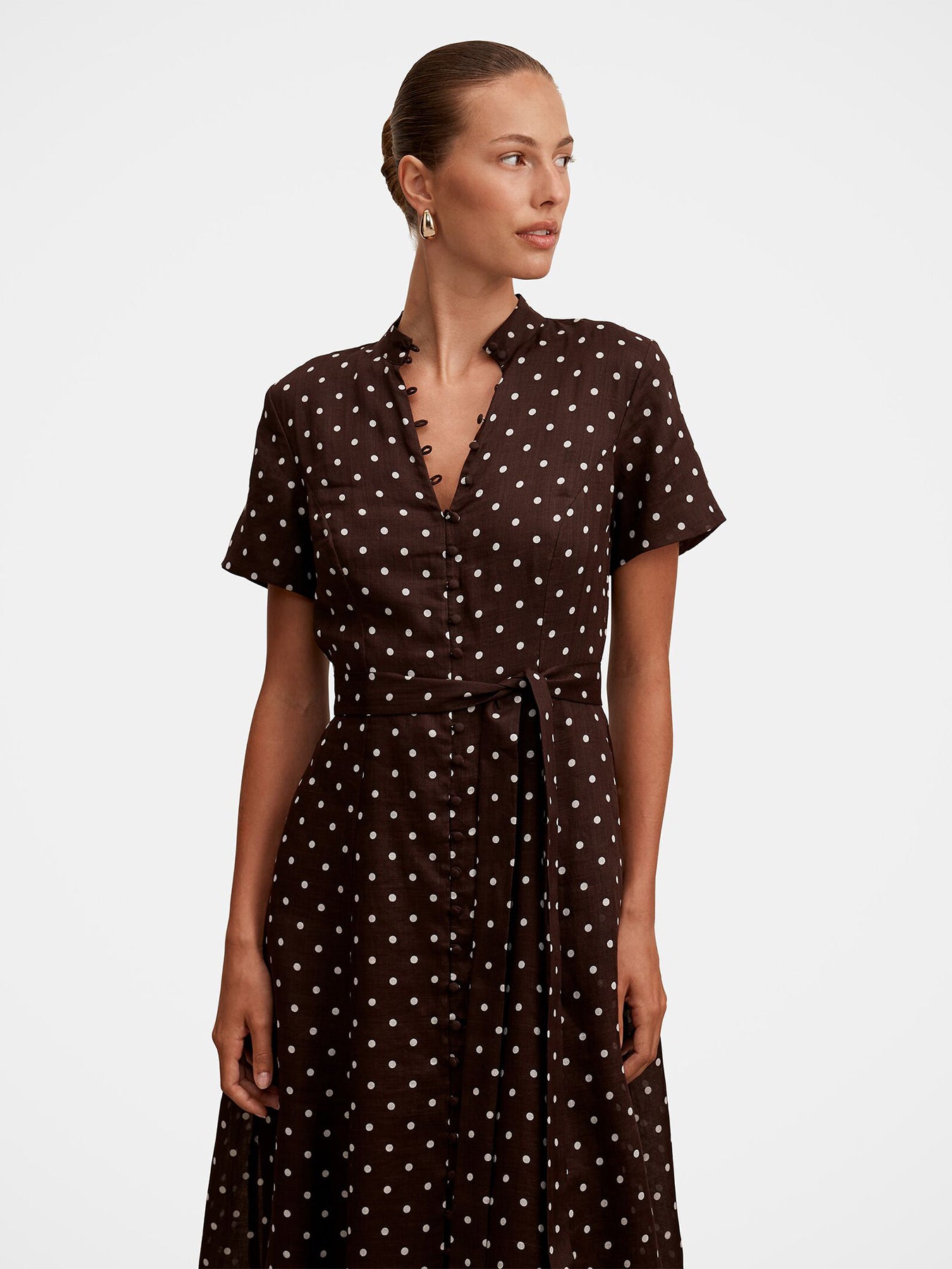 Therese Short Sleeve Midi Dress Brown