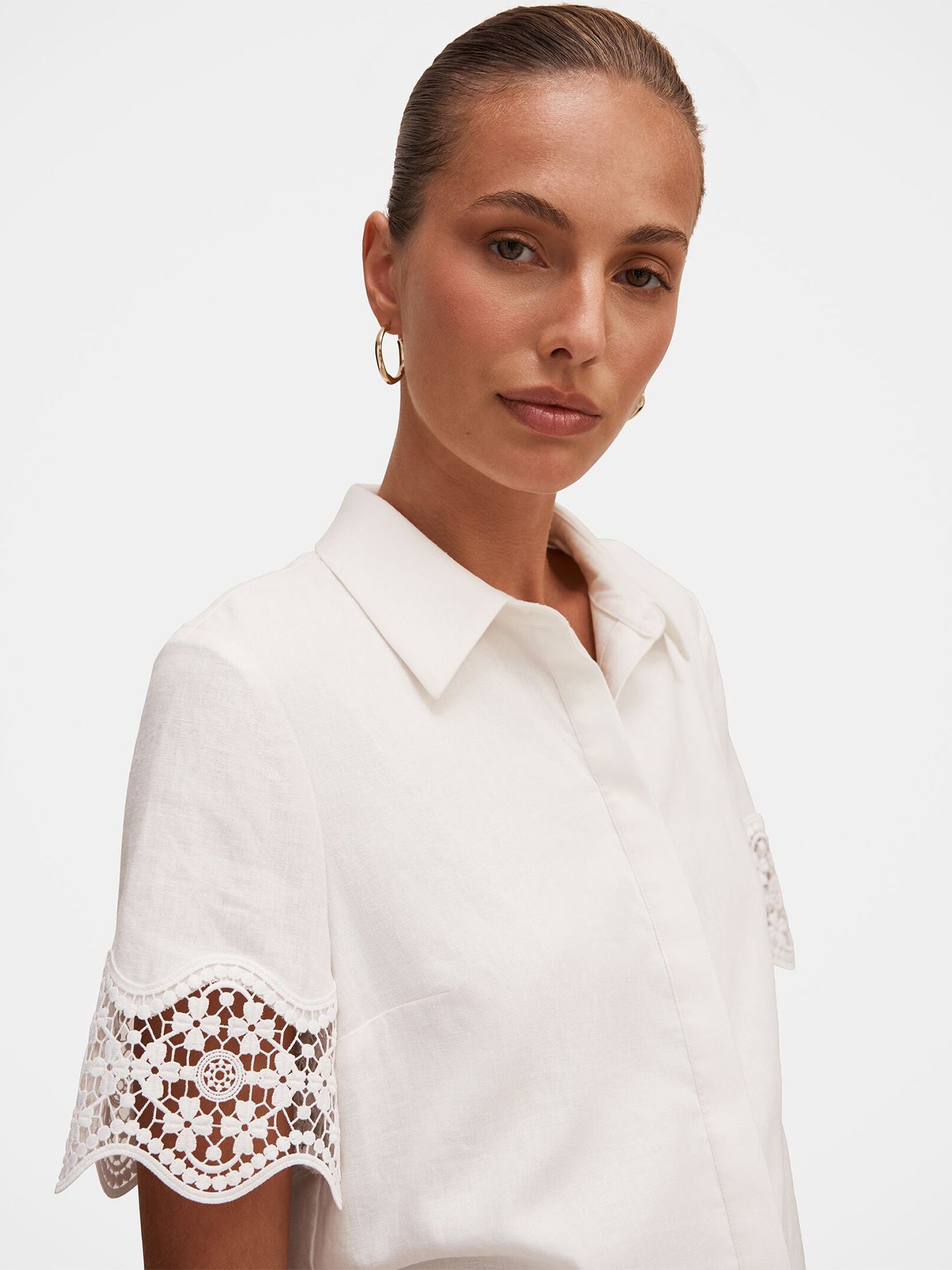 Skye Lace Trim Shirt White