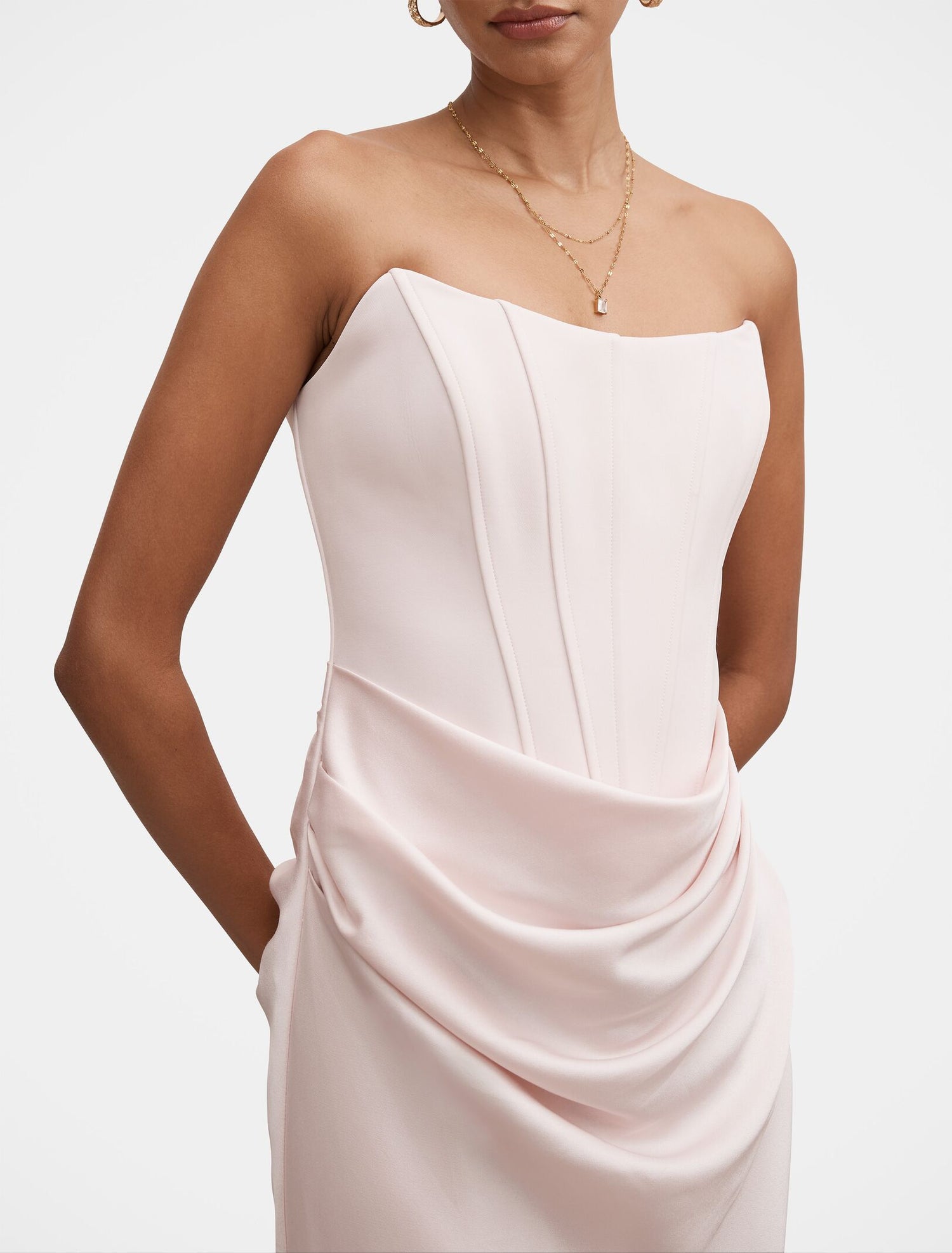 Isra Petite Drape Strapless Maxi Dress