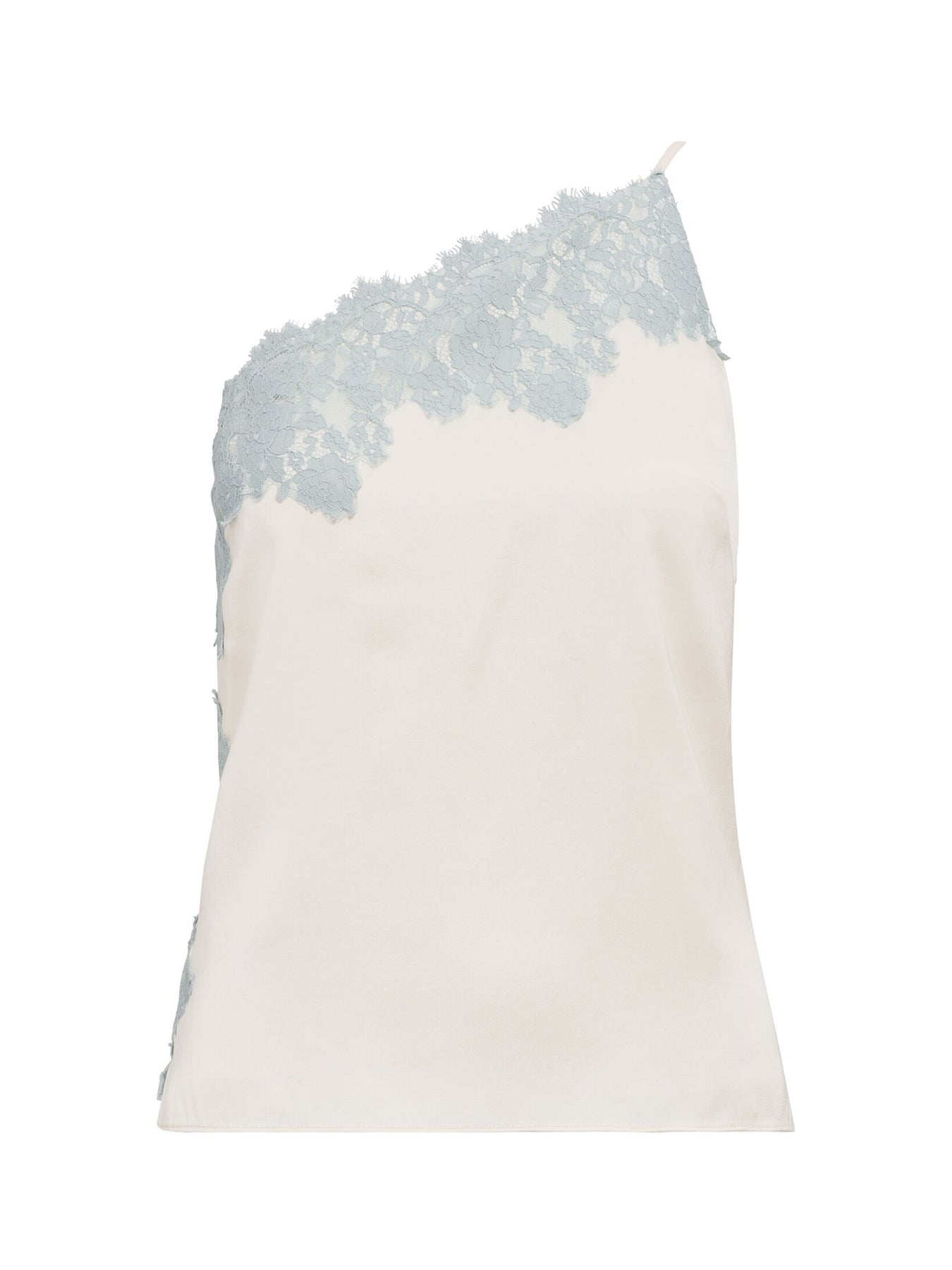 Adele One Shoulder Lace Trim Blouse White