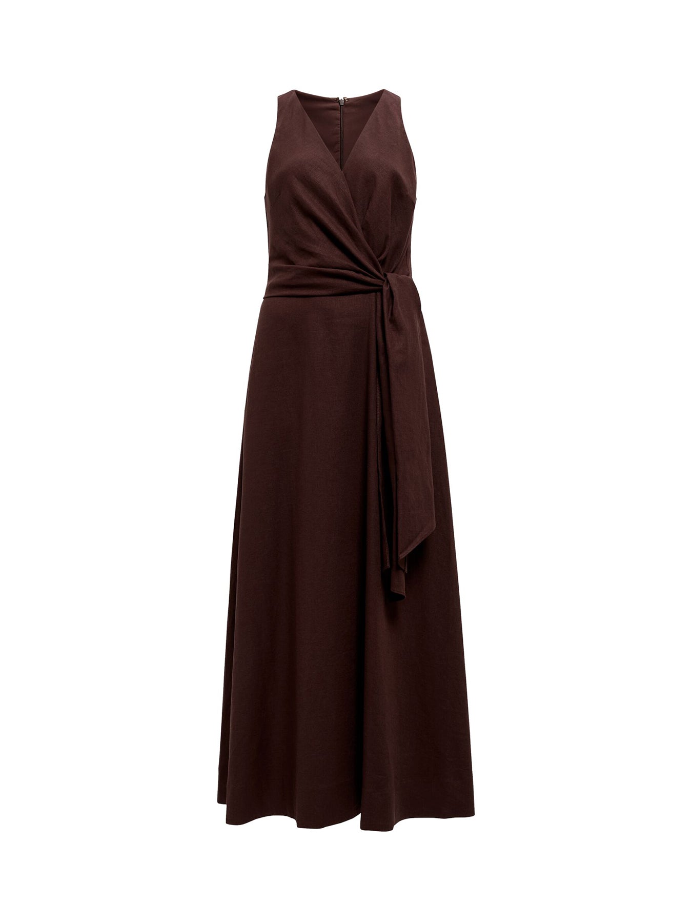 Zoey Halter Neck Tie Midi Dress Brown