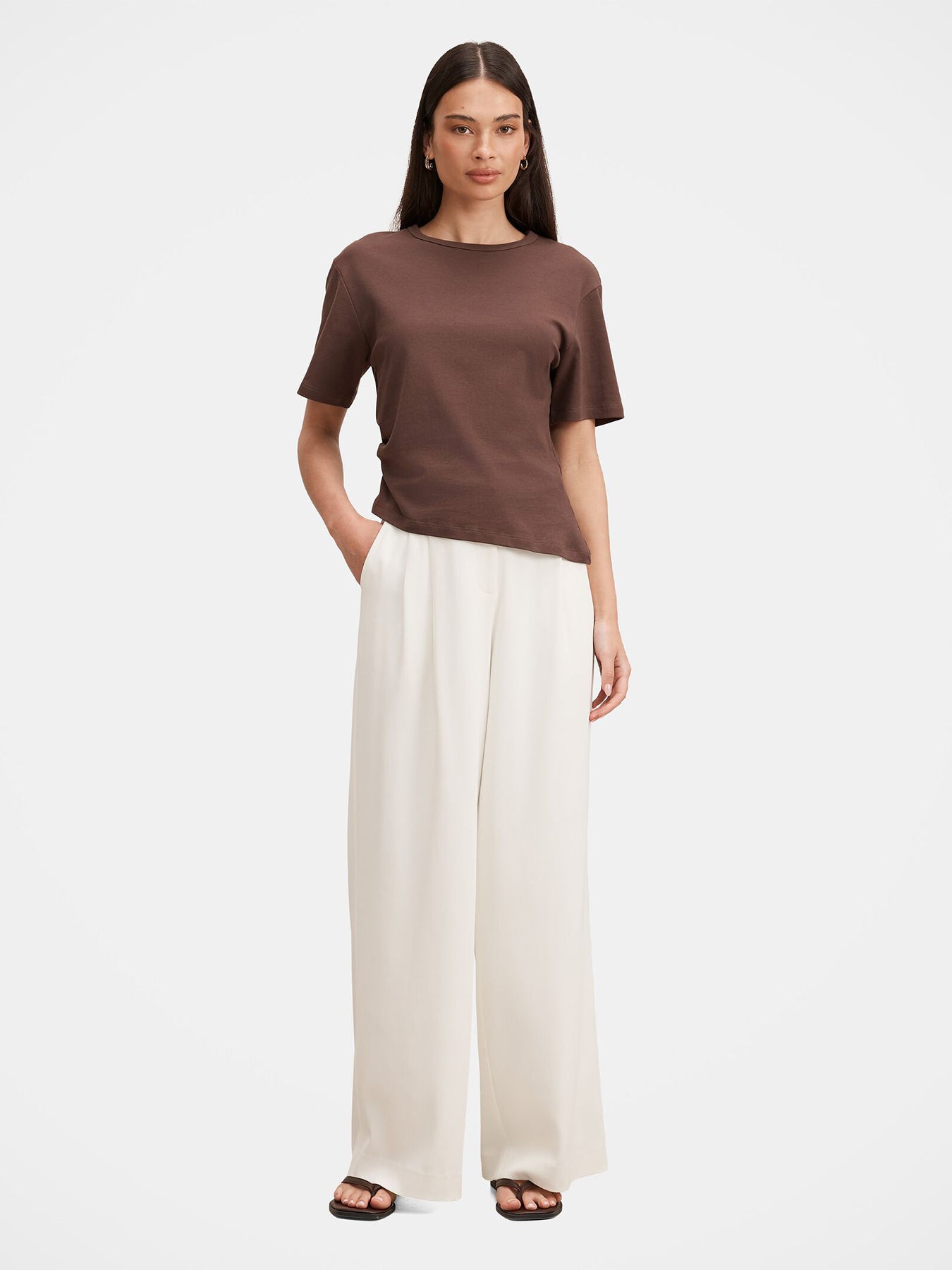 Annabelle Pleated Wide Leg Trousers White