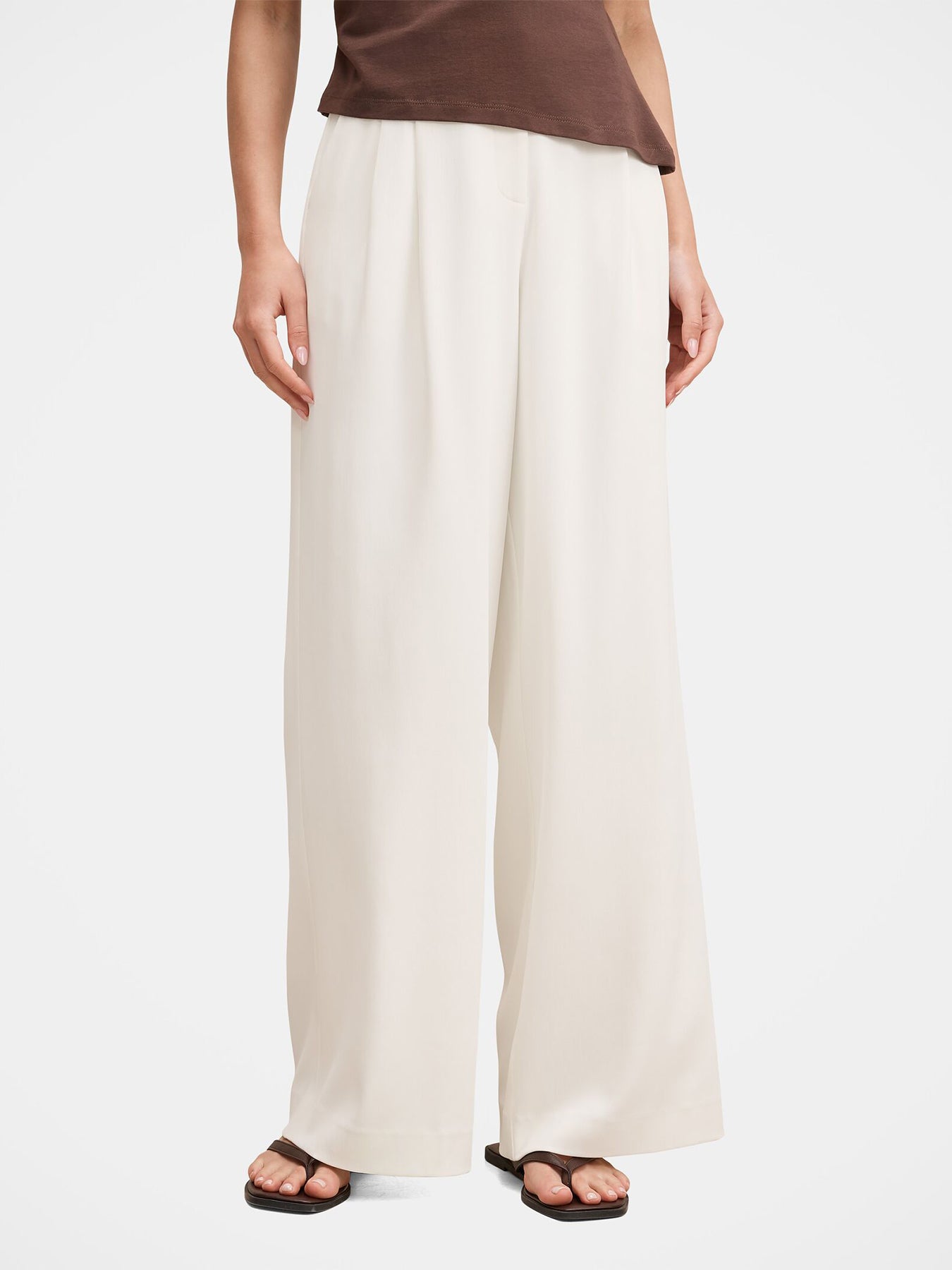 Annabelle Pleated Wide Leg Trousers White