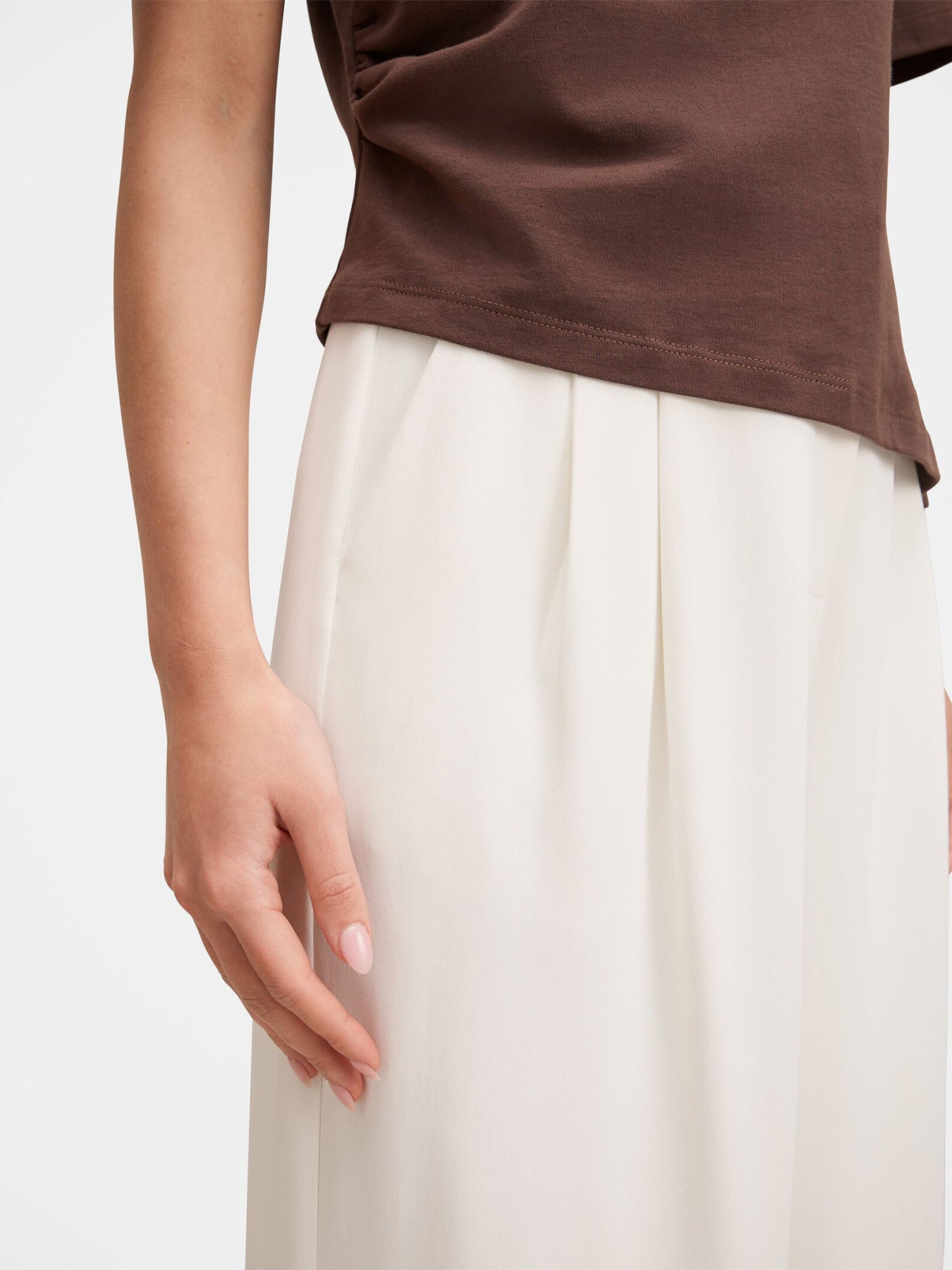Annabelle Pleated Wide Leg Trousers White