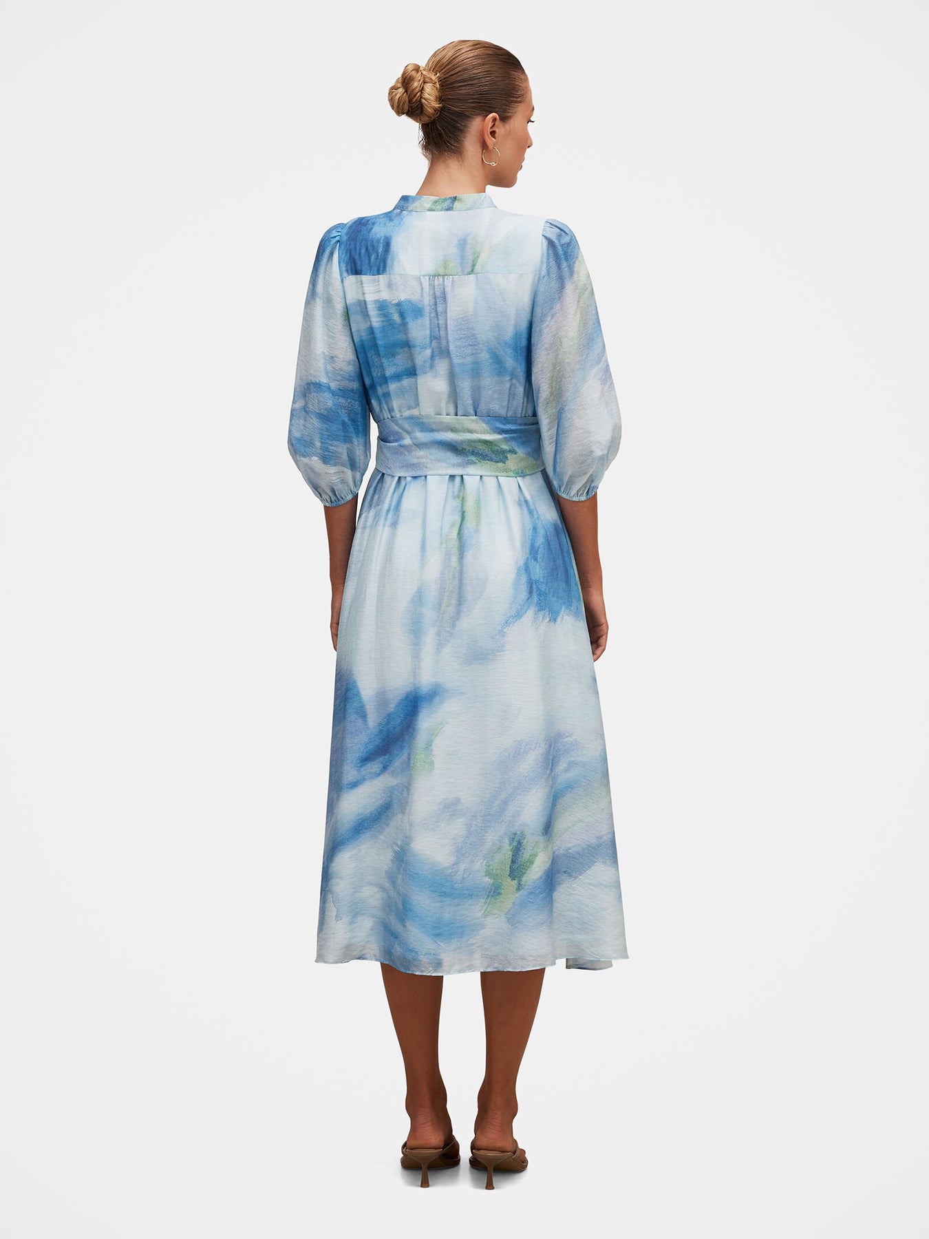 Lorena Button Front Midi Dress Blue