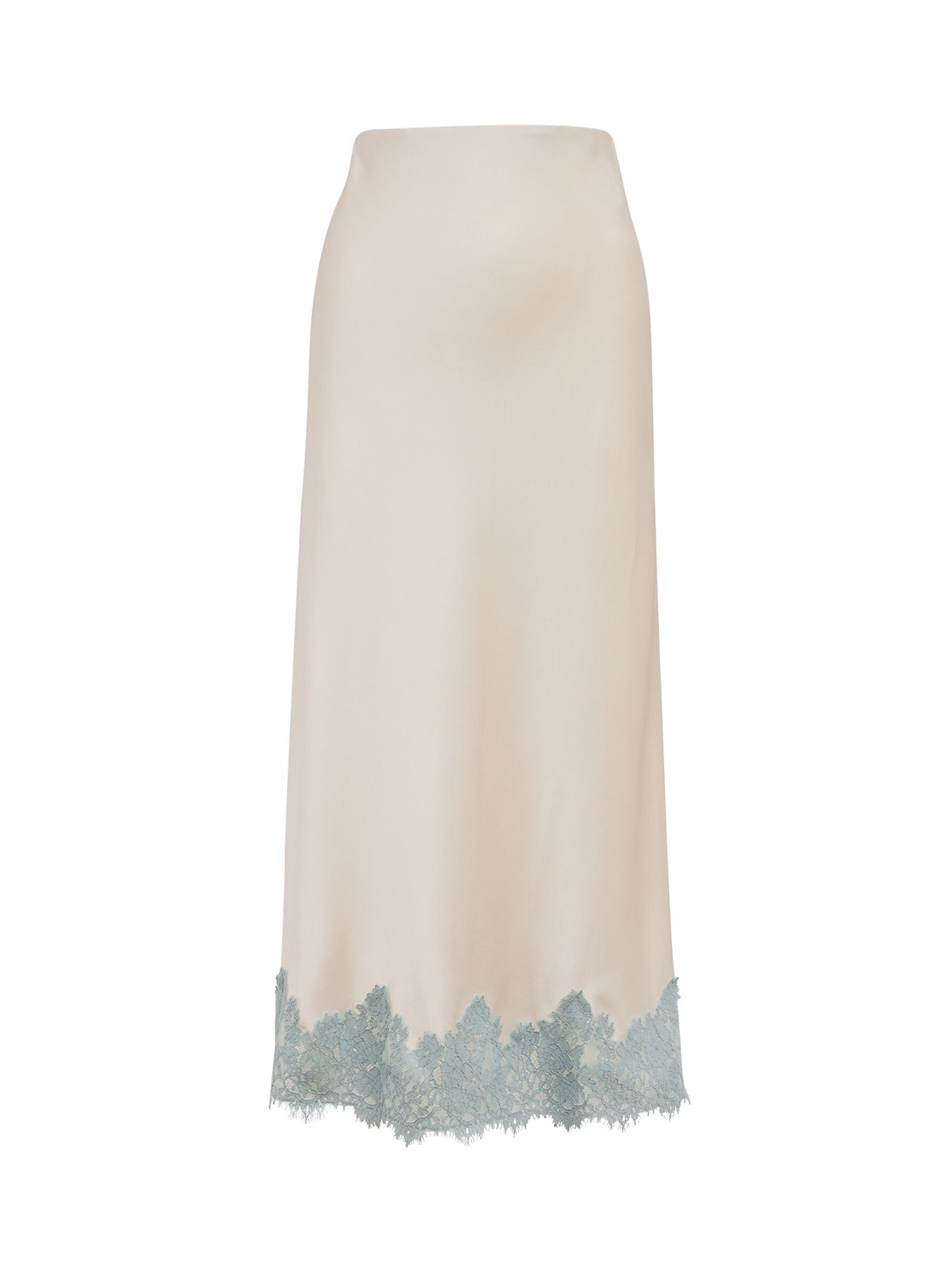 Adele Lace Trim Midi Skirt White