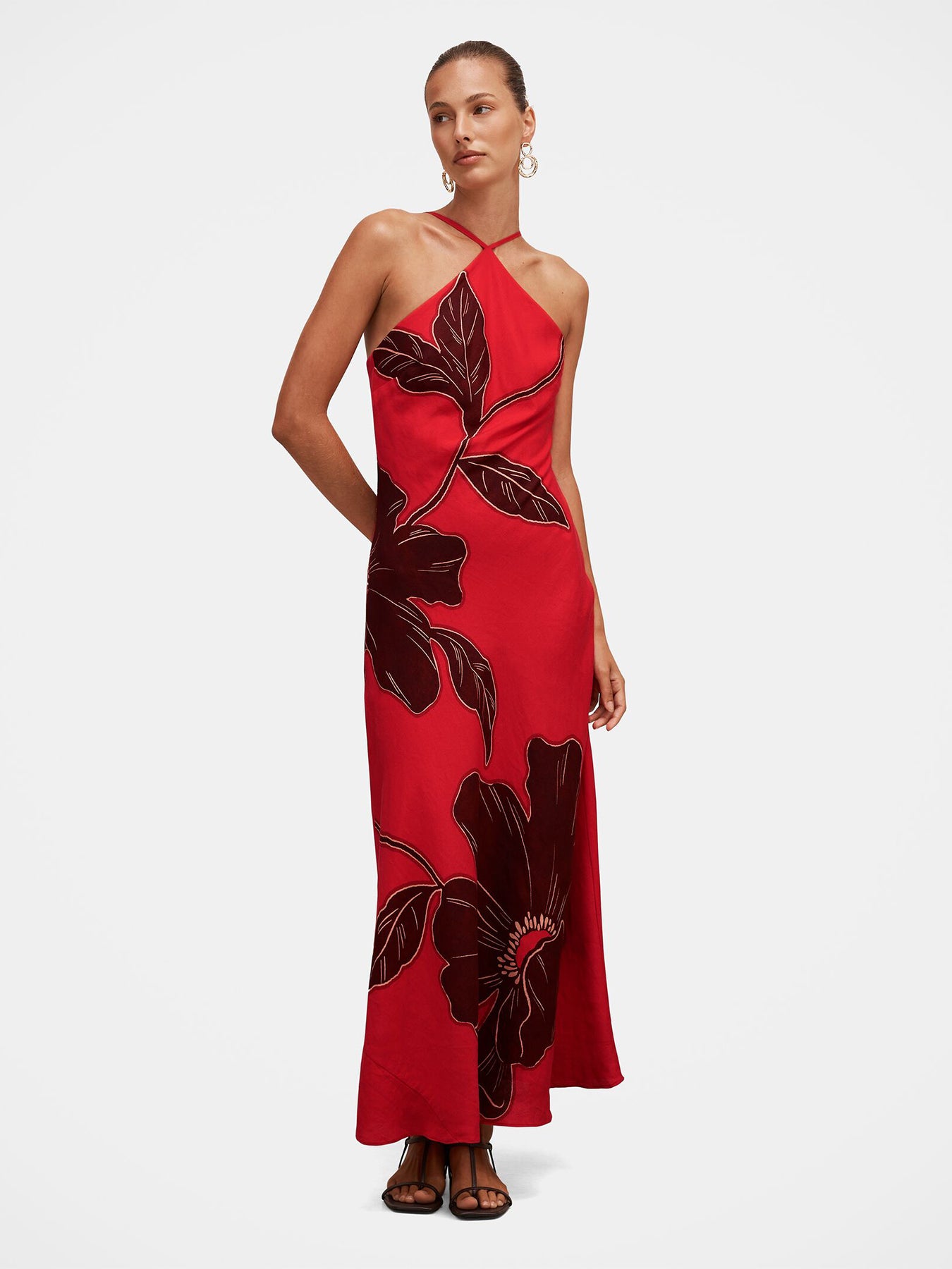 Nova Arrow Neck Maxi Dress Red
