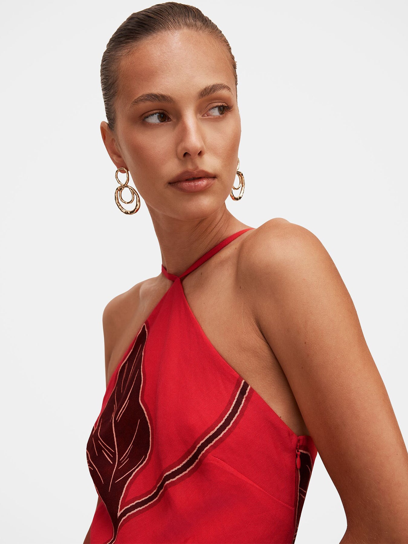 Nova Arrow Neck Maxi Dress Red