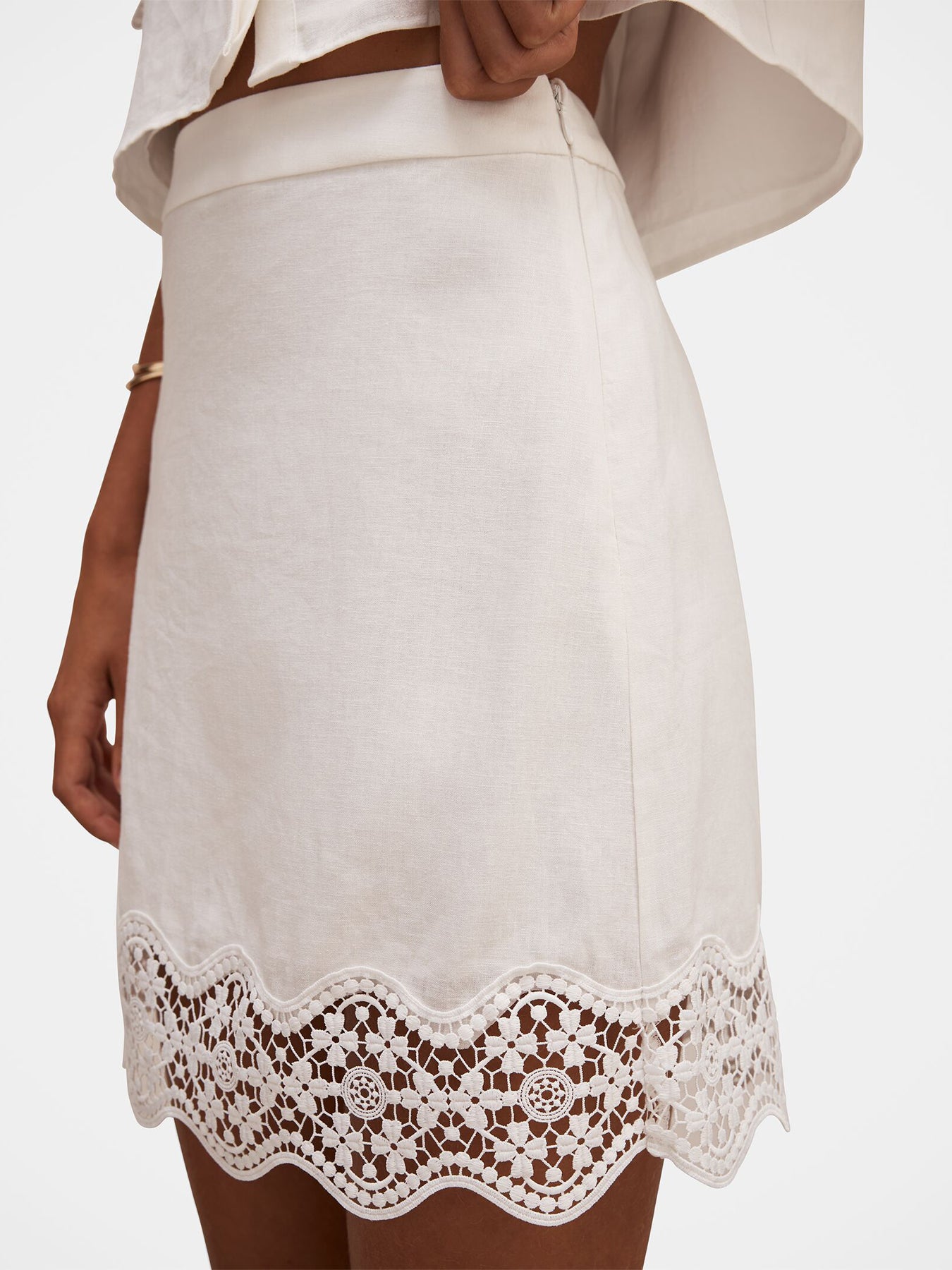 Skye Trim Detail Mini Skirt White