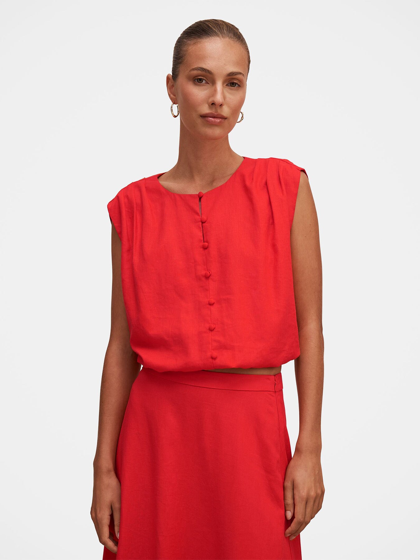 Naia Bubble Hem Top Red