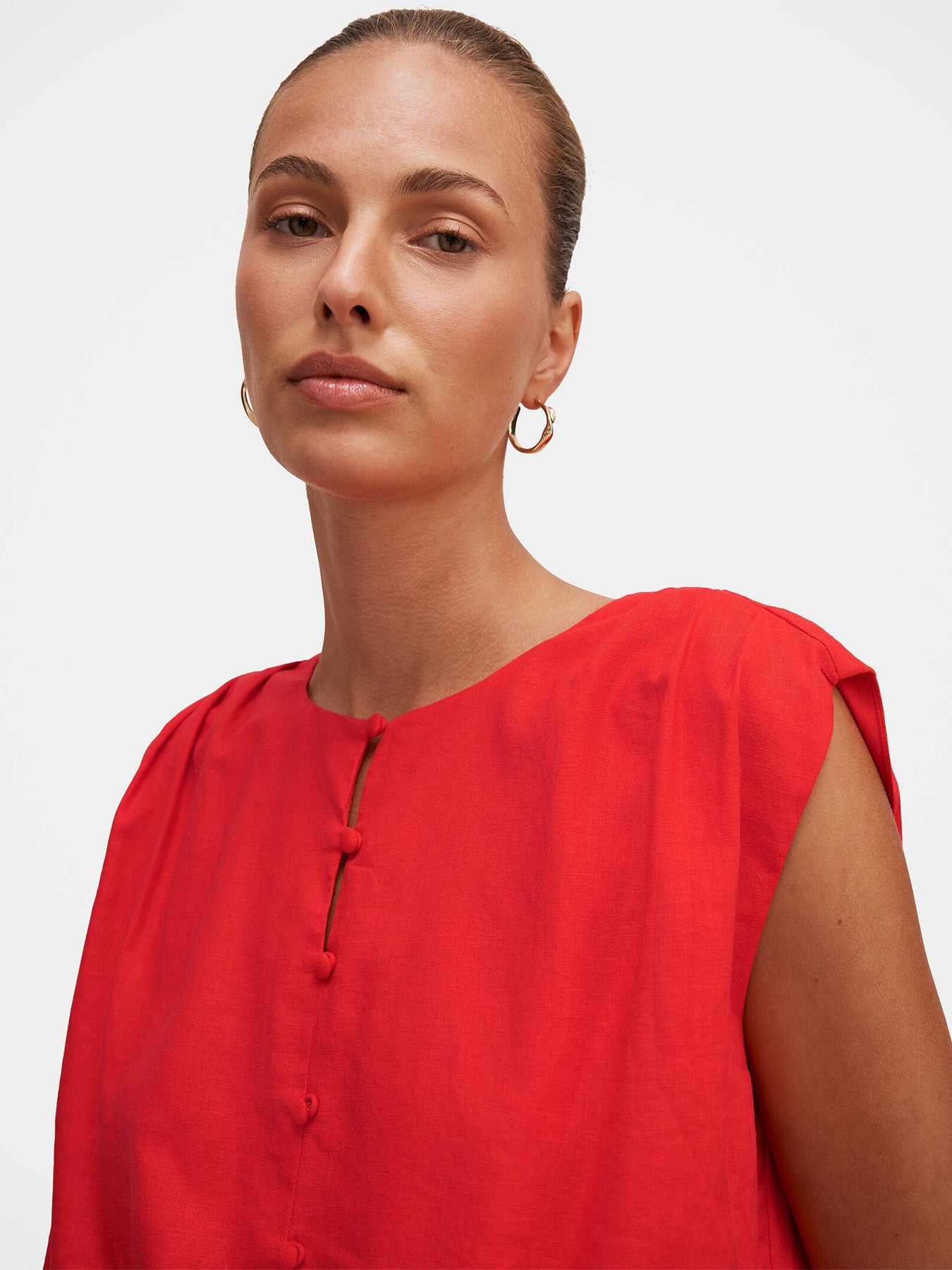 Naia Bubble Hem Top Red