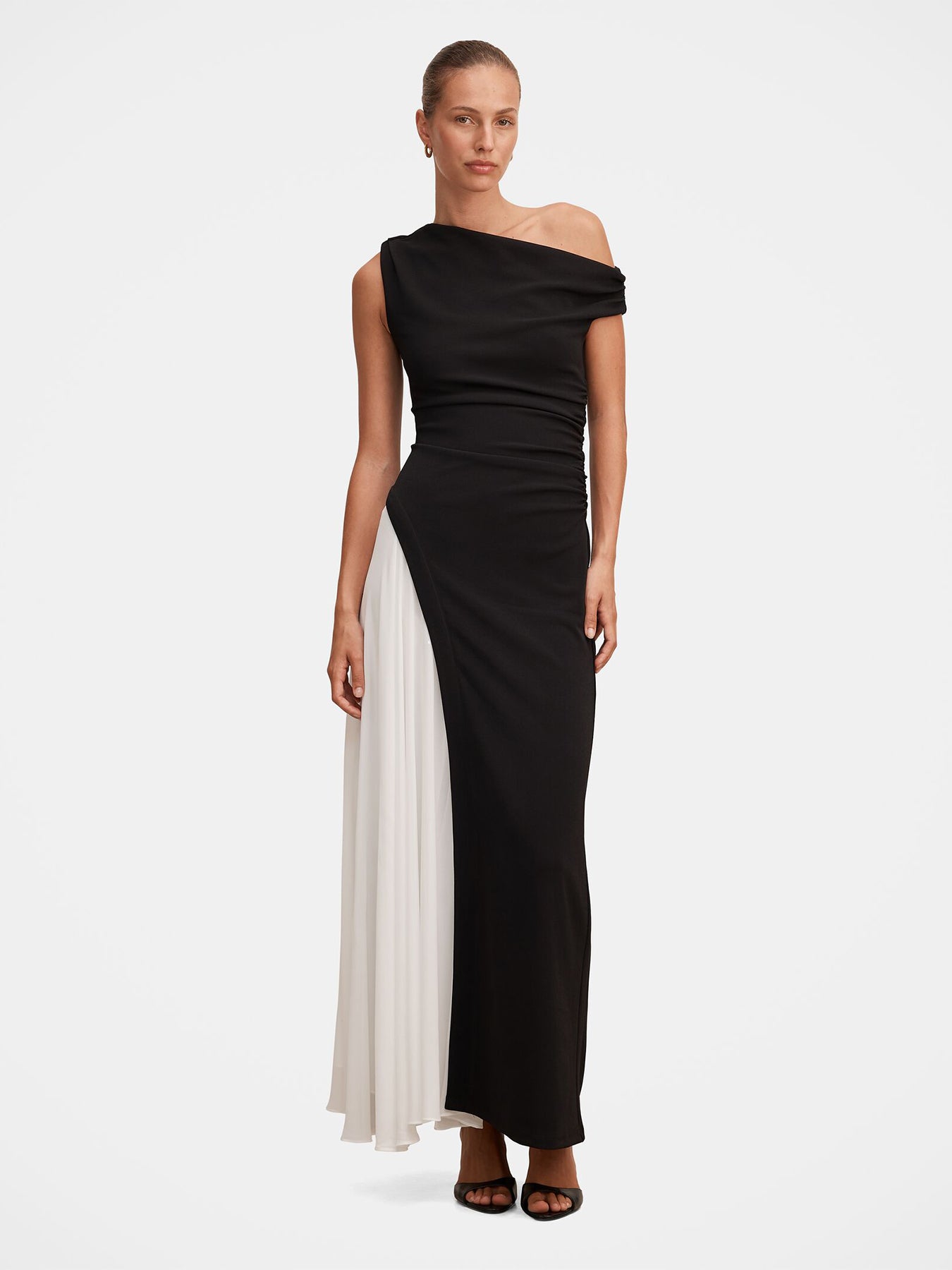 Camille Off Shoulder Contrast Maxi Dress Black