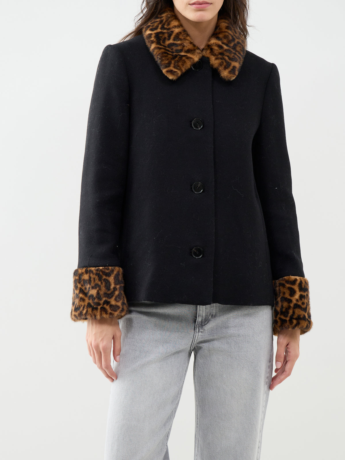 Aldith Wool Blend Leopard Print Jacket