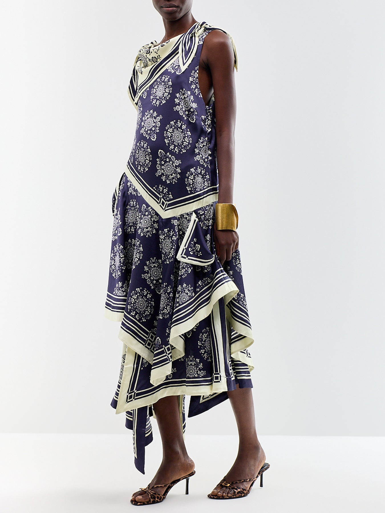 Banderra Silk Satin Scarf Midi Dress