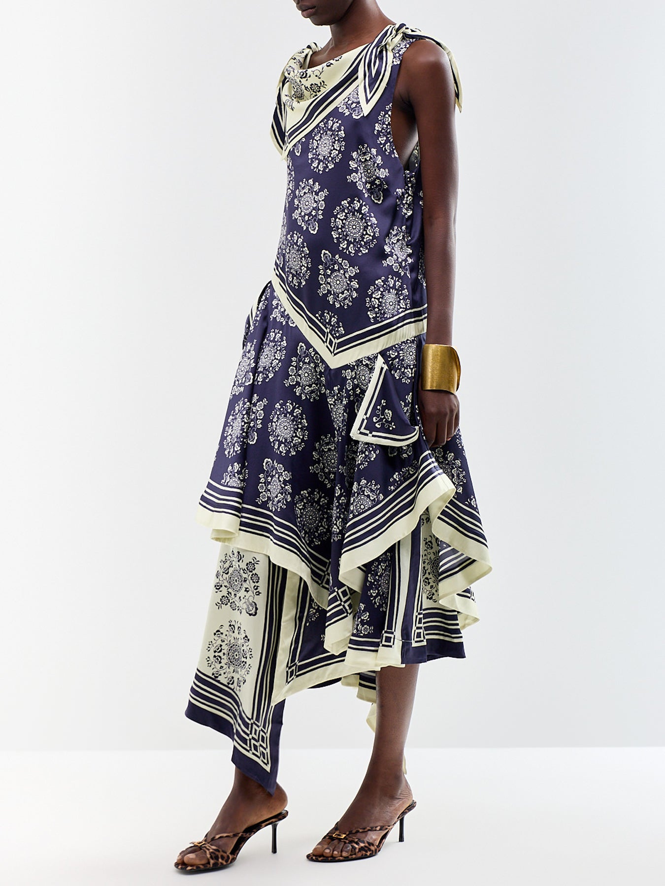Banderra Silk Satin Scarf Midi Dress