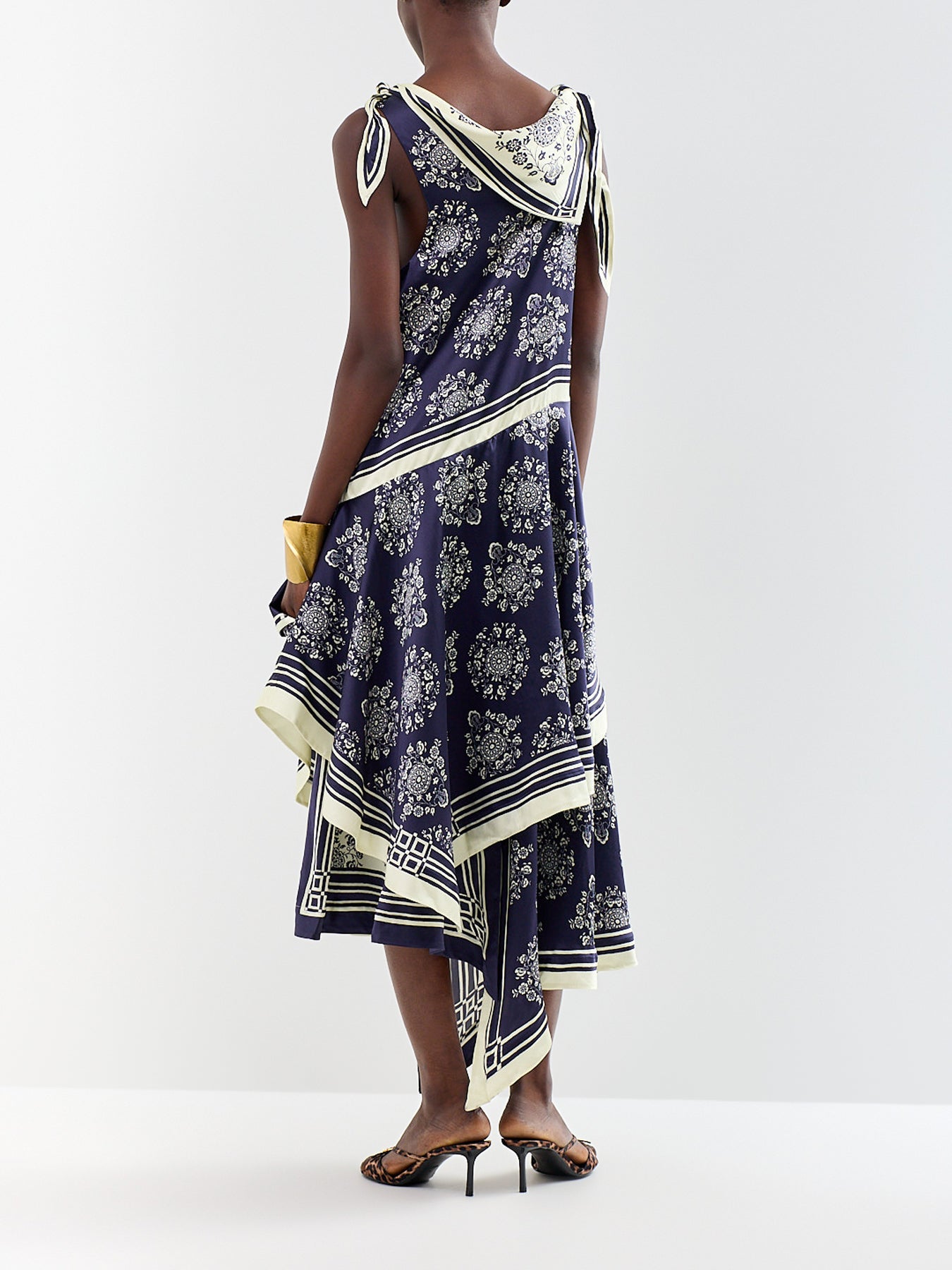 Banderra Silk Satin Scarf Midi Dress